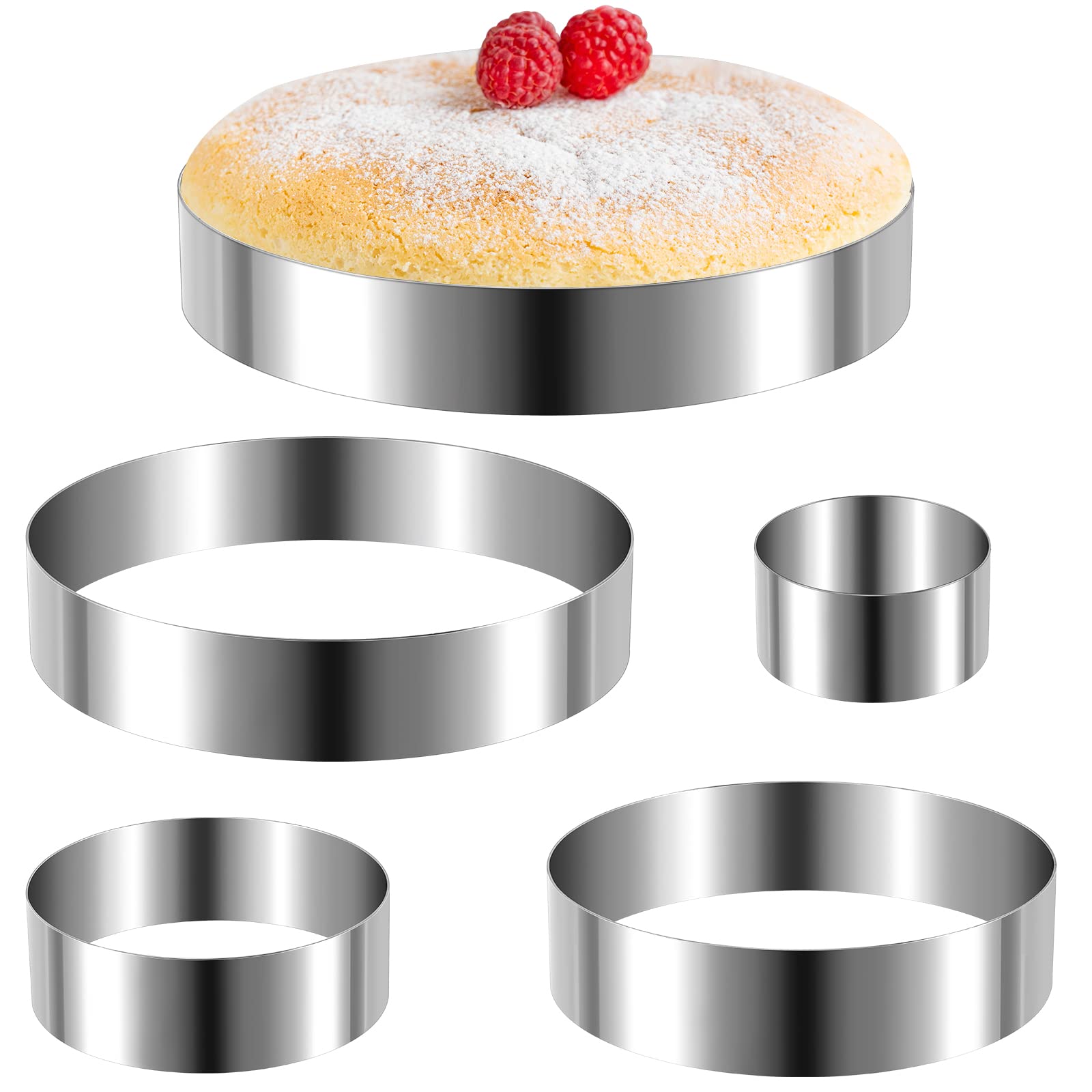 Eaasty 5 Pcs 412 Round Cookie Cutter Set, Circle, 5 Sizes