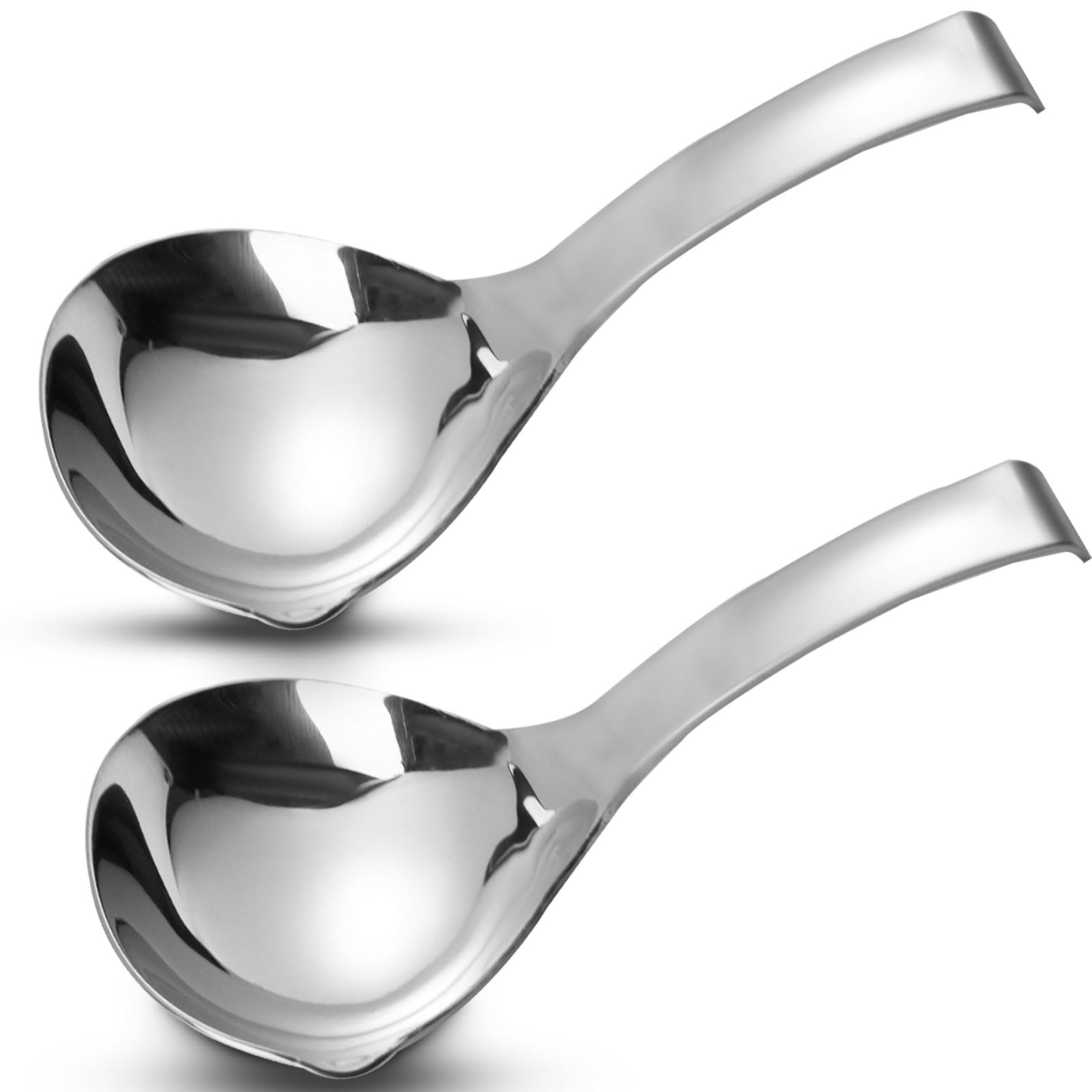 Realand 2Pcs Soup Ladle, Soup Spoons Stainless Steel 304 with Pour Spout, Large Ladle Spoon Cooking Utensils Ladles for Serving 