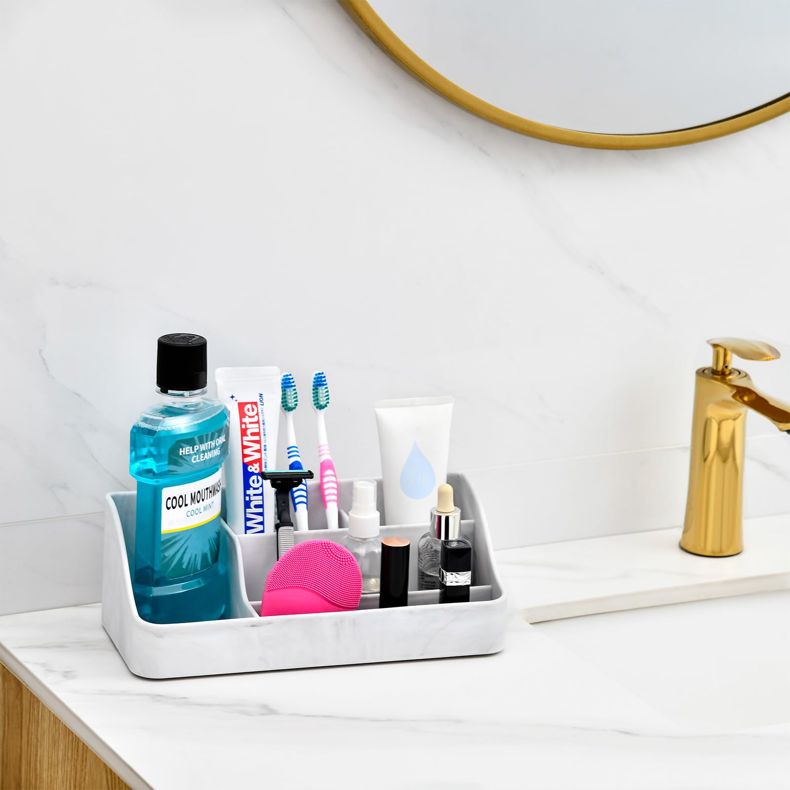 Vitviti Toothbrush Holder For Bathroom, Bathroom Organizer Countertop, Bathroom Accessories With 5 Compartment Storage For Tooth