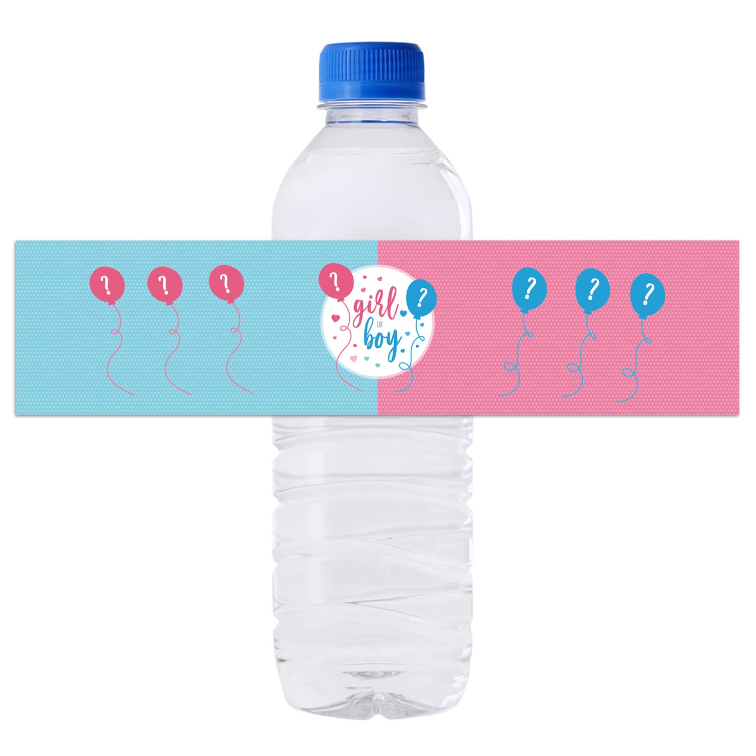 Boy Or Girl Baby Shower Party Water Bottle Labels, 24 Blue & Pink Gender Reveal Water Bottle Labels, Waterproof Gender Reveal St
