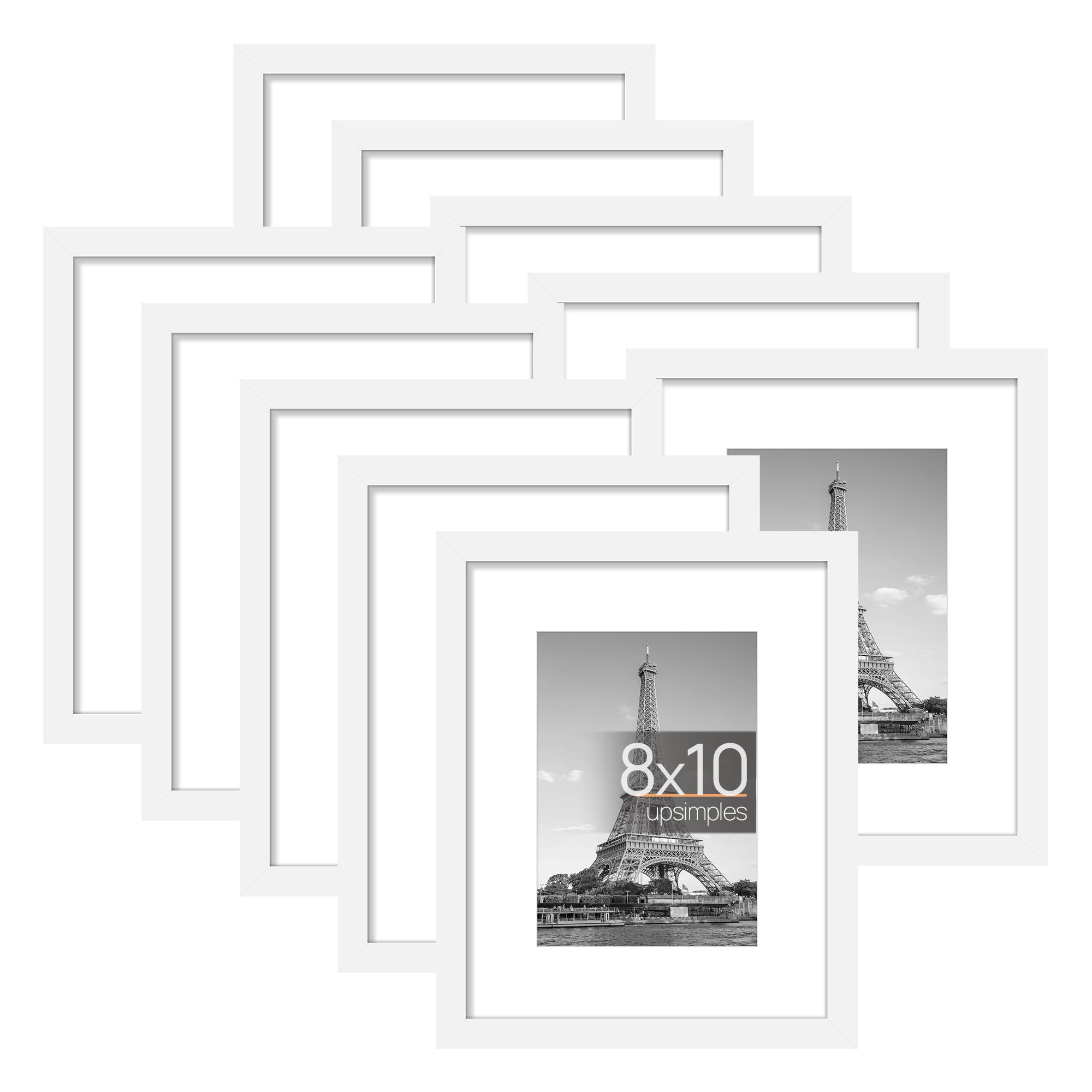 upsimples 8x10 Picture Frame Set of 10, Display Pictures 5x7 with Mat or 8x10 Without Mat, Multi Photo Frames Collage for Wall o