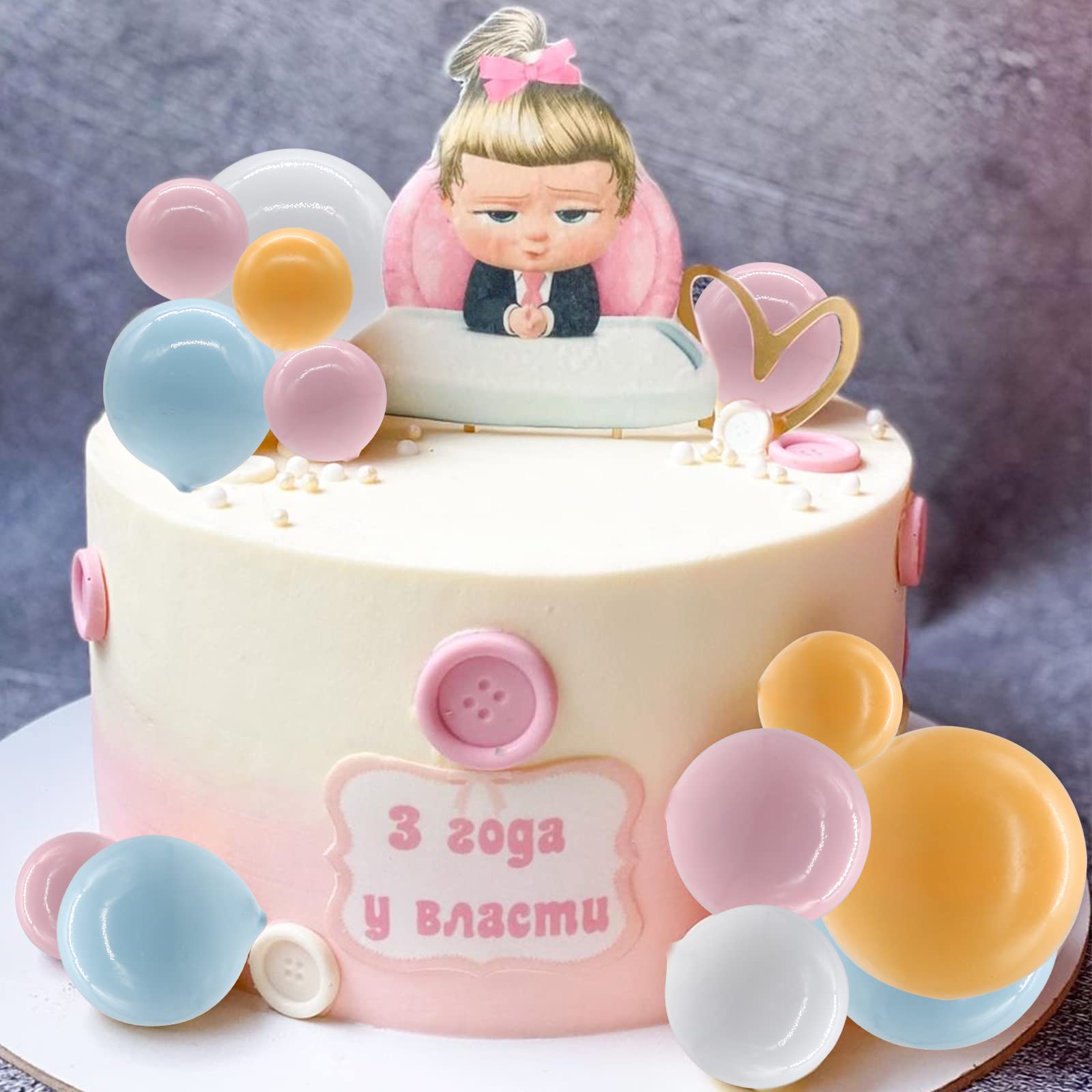 Newmemo Colorful Ball Cake Topper 16Pcs Ball Cake Picks Pearl Ball Cake Topper Mini Balloon Cupcake Insert Bubble Balls Diy Deco