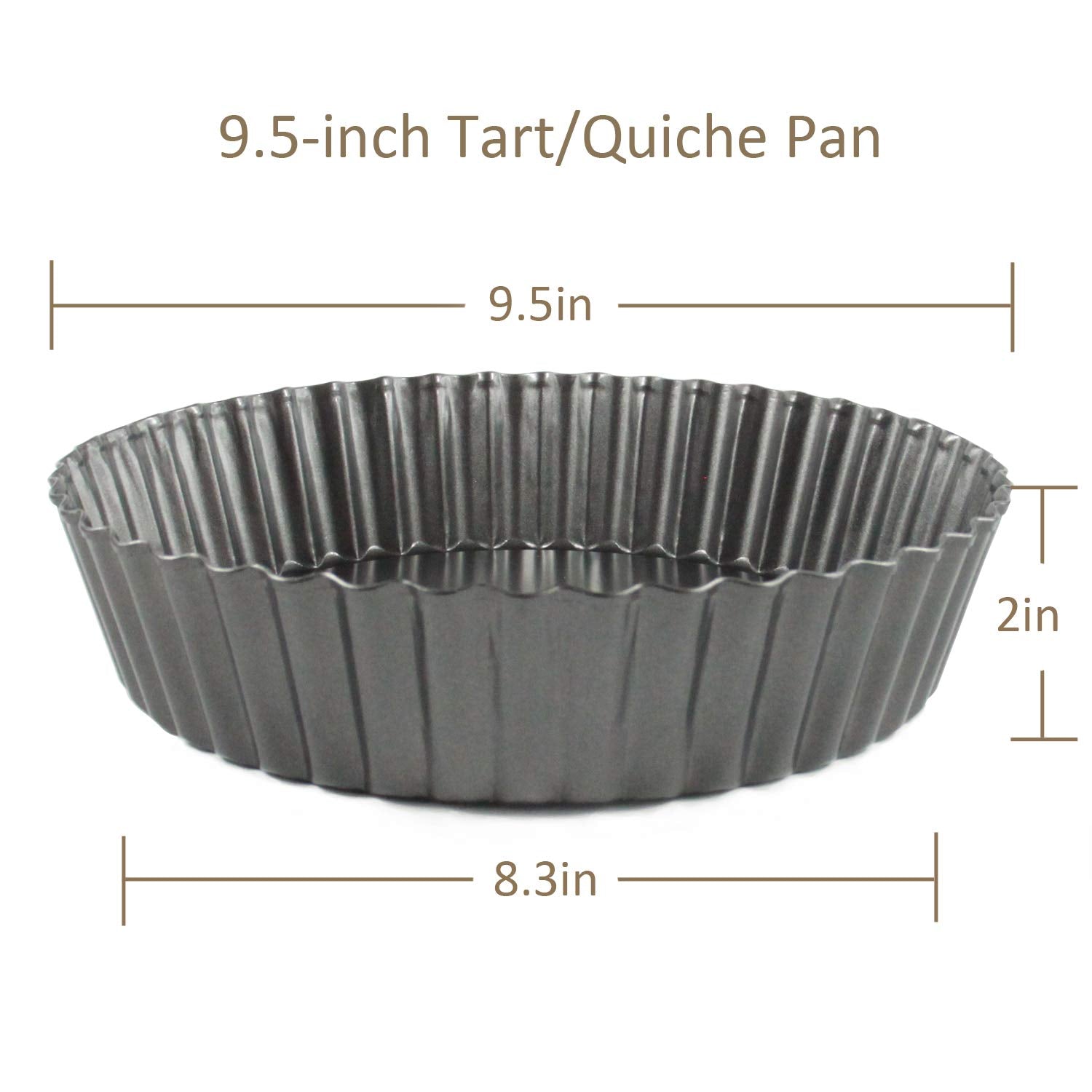 2 Pack(9.5 Inch) Round High-Sided Tart Pan With Removable Loose Bottom, Deep-Dish Pie Non-Stick Carbon Steel Quiche Pan