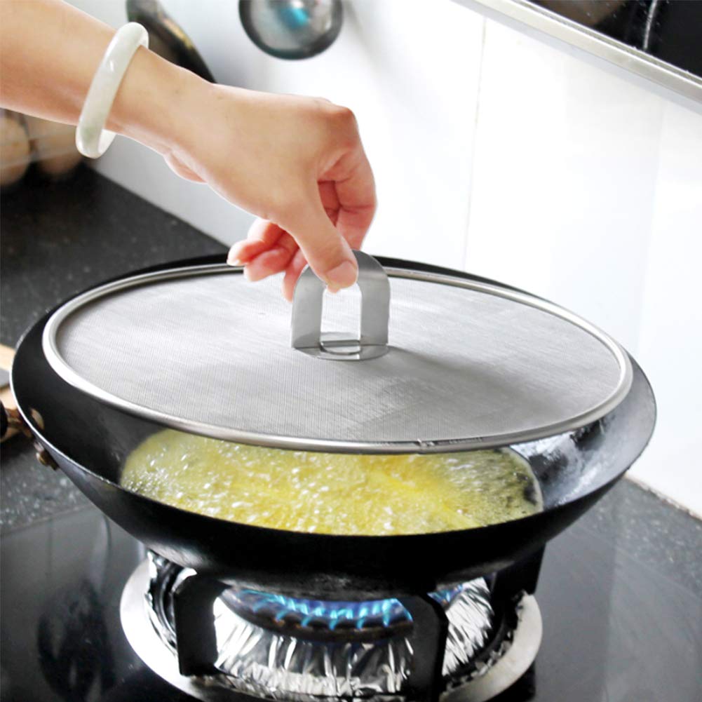 Stainless Steel Splatter Screen Mesh Pan Pot Lid Cover Oil Resist Splash Guard Frying Cooking Tools Practical Kitchen Accessorie