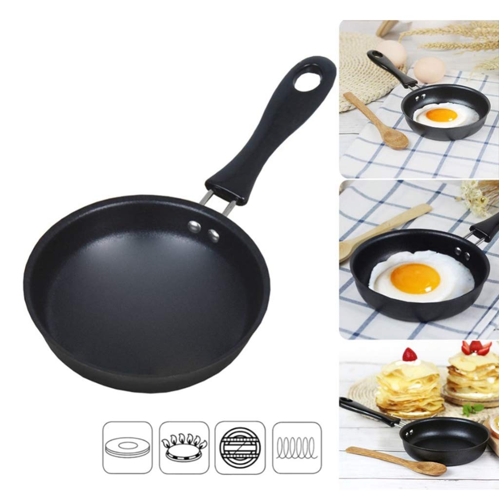 Sun Terriory Cast Iron Mini Frying Pan - Non-Stick 4.7-Inch Black Egg Pancake Skillet