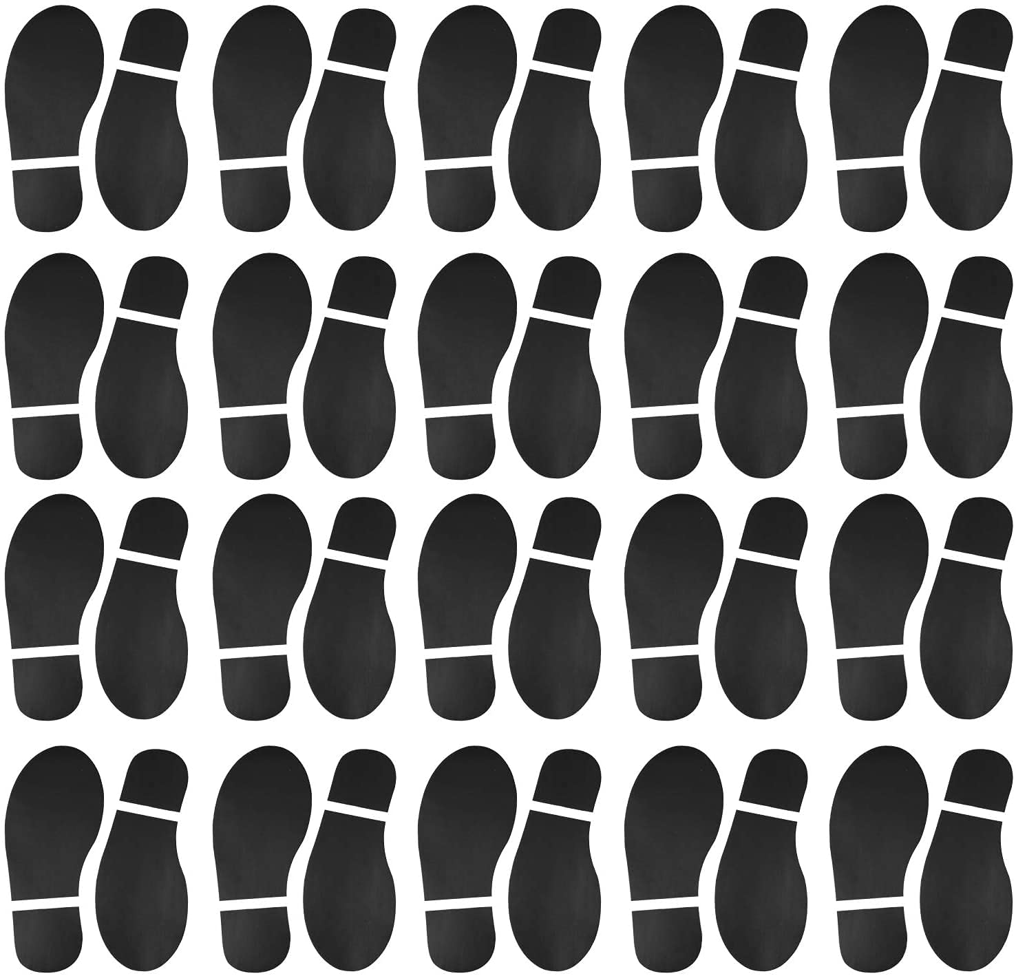 20 Pairs 40 Prints Black Shoes Footprint Stickers Pvc Footprint Decals For Office School Floor Wall Stairs To Guide Directions