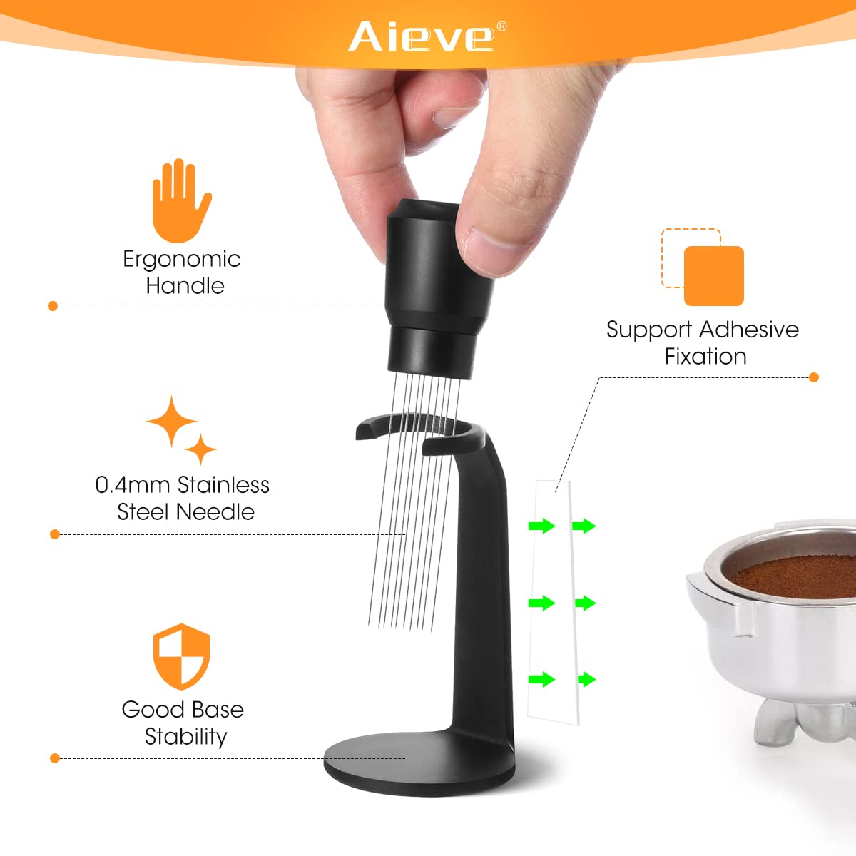Aieve Wdt Tool Espresso, Distribution Tool Espresso Machine Accessories With 0.4Mm Needle (Ease Of Use In 2 Ways Installtion)