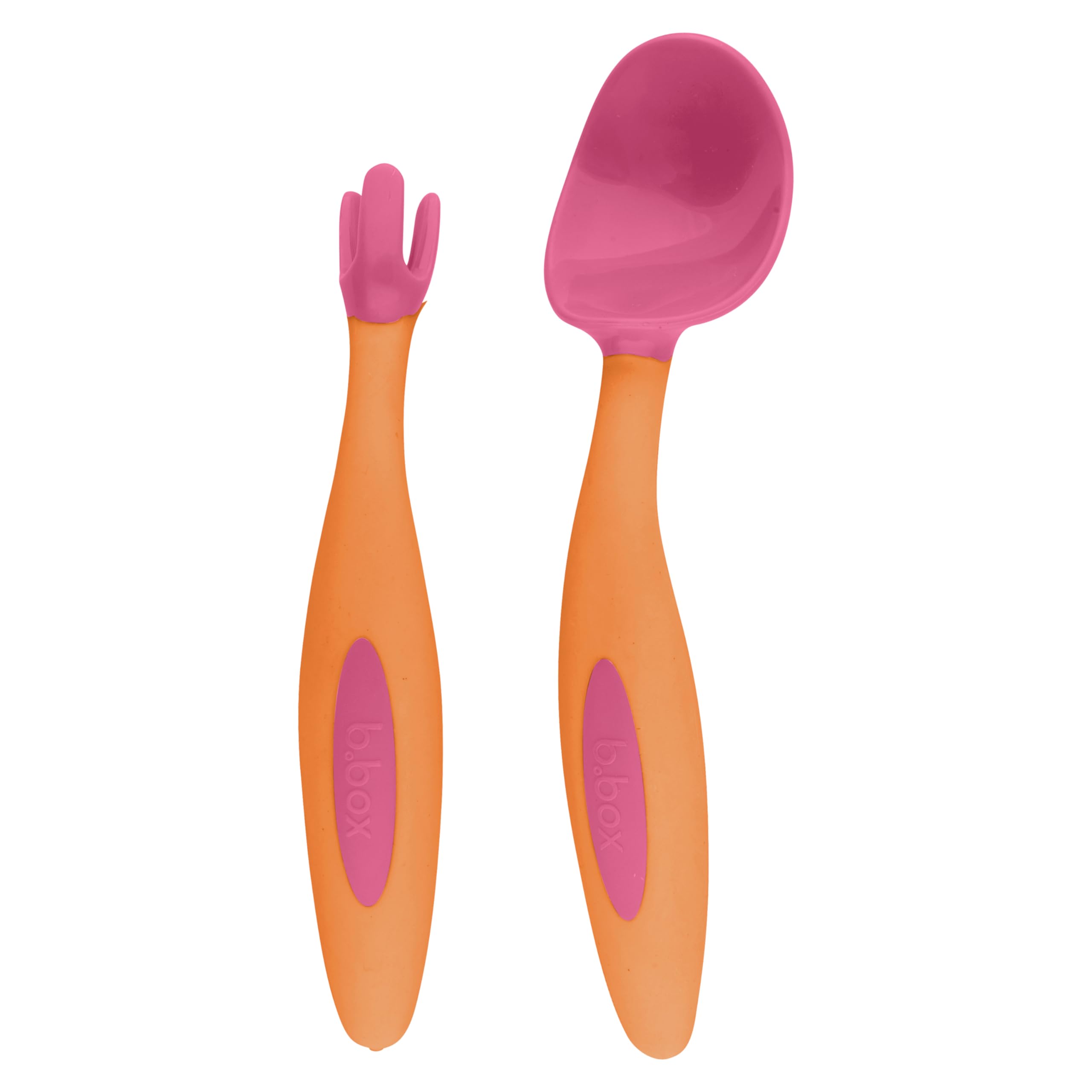 b.box Toddler Cutlery Set: Patented FLORK Designed Fork, Spoon & Travel Case, Easy Grip Handles, Dishwasher Safe, BPA Free (Stra