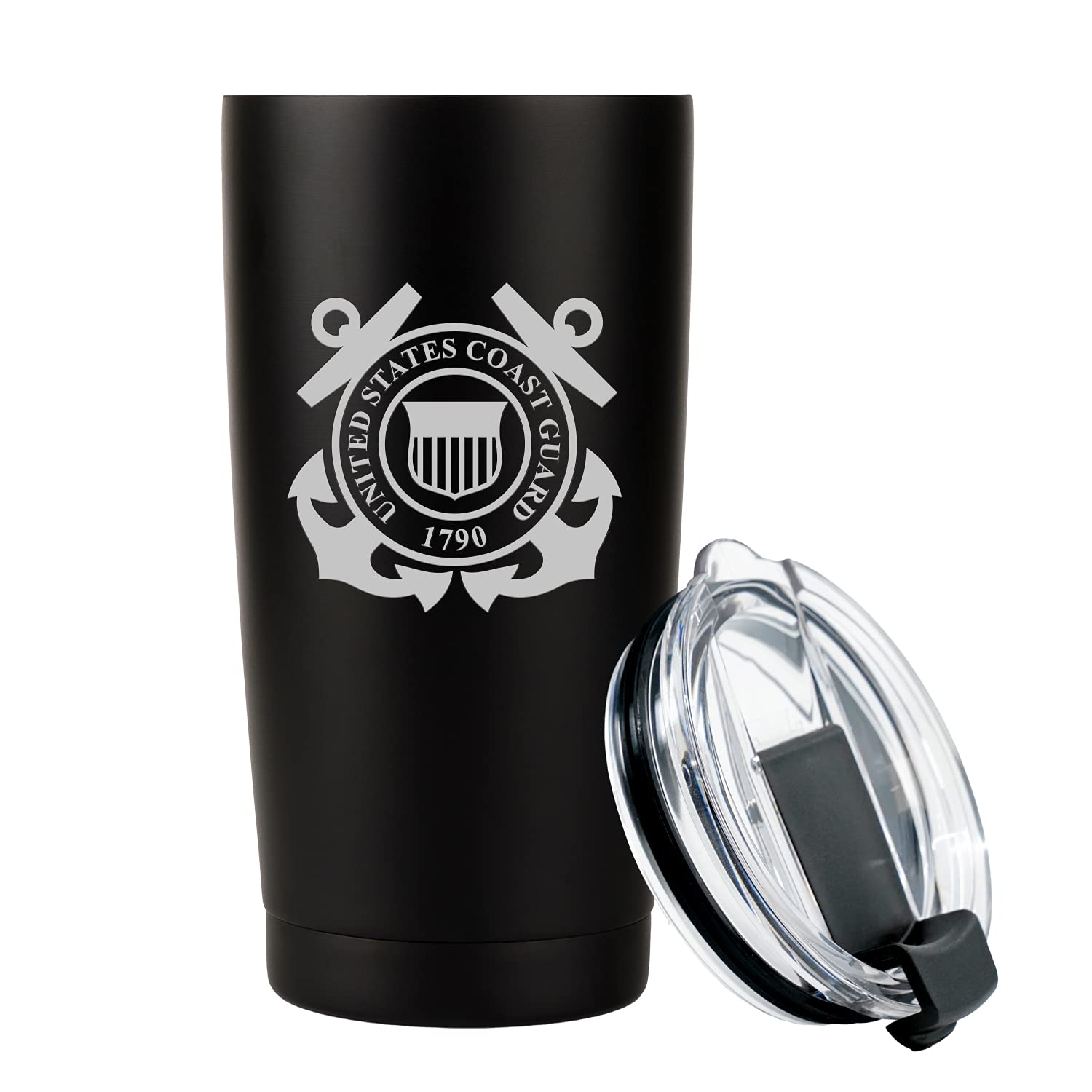 Military Gift Shop 20Oz Coast Guard Tumbler, Double-Walled Insulated Steel Uscg Coffee Mug With Lid | Coast Guard Gifts | Disabl