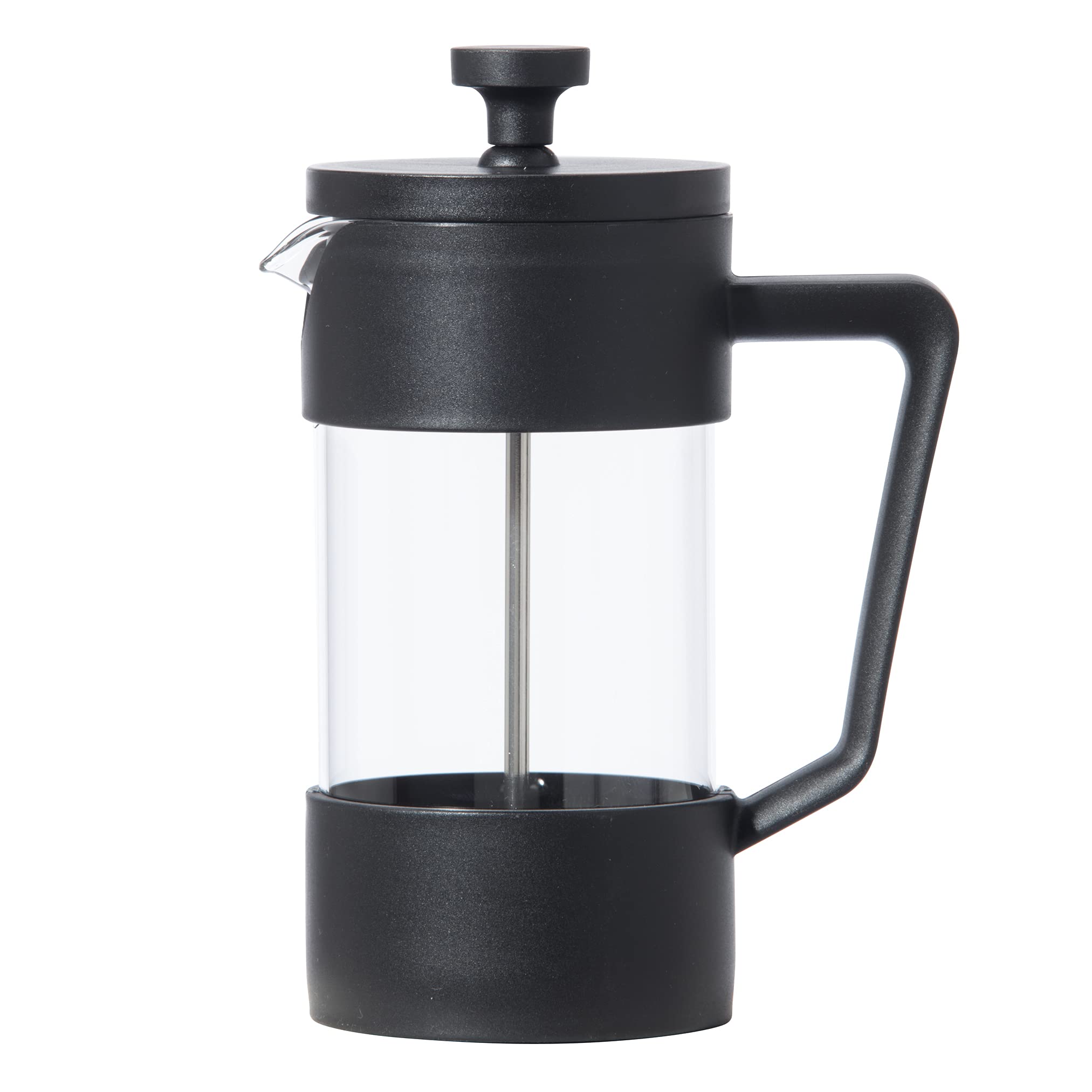 Oggi French Press Coffee Maker - 12oz Borosilicate Glass, Black, Model 6590.3, Single Cup Capacity