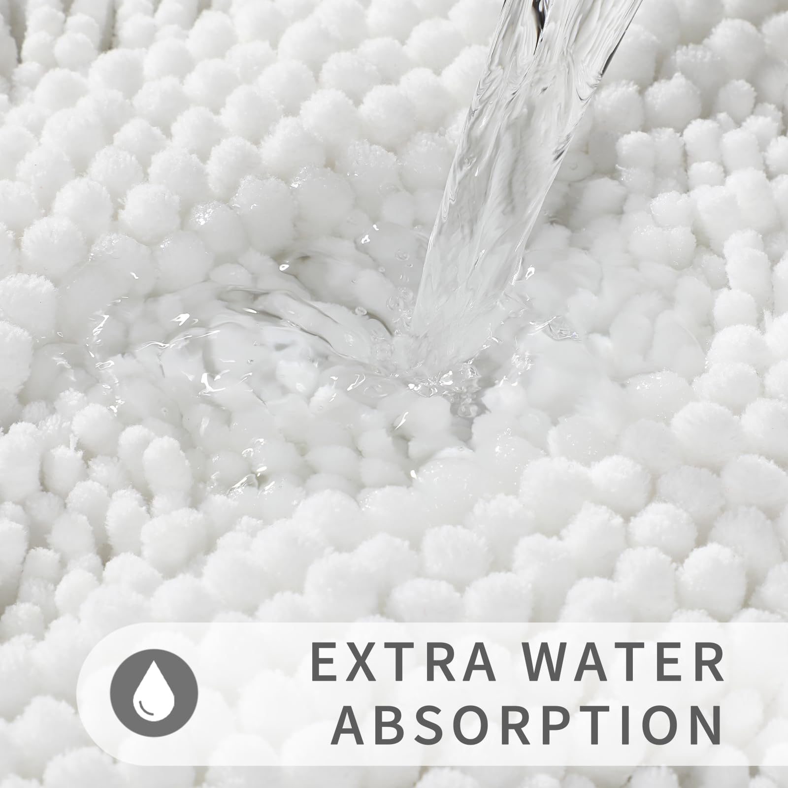 Yimobra White Bathroom Rug Mat, Non Slip Quick Dry Bath Mats, Extra Thick And Super Absorbent Bath Rugs, Luxury Microfiber Cheni