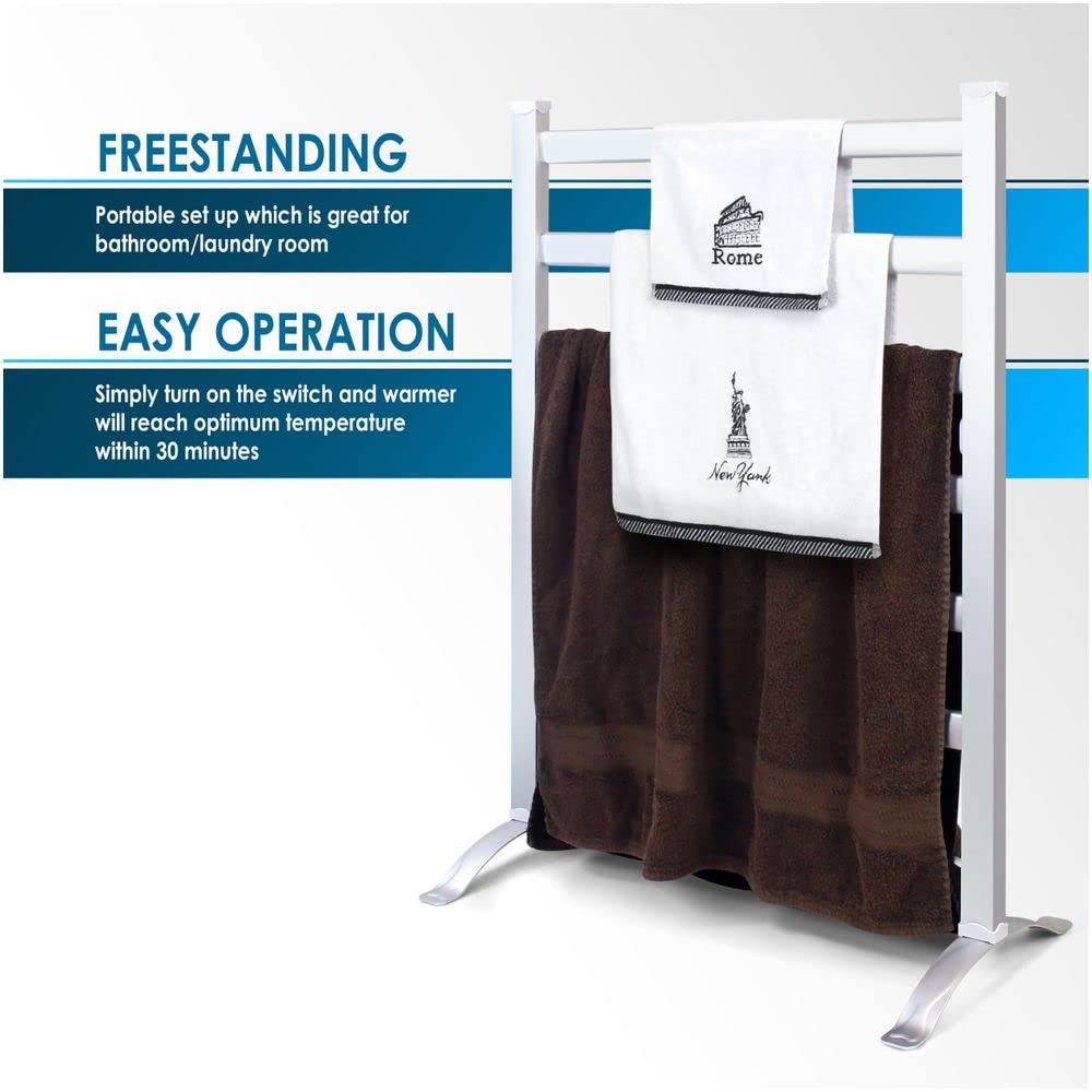 Innoka 2-In-1 Multifunction Heated Towel Warmer, Fabrics Dryer For Household, Bathroom, Brushed Aluminum Structure With Chrome P