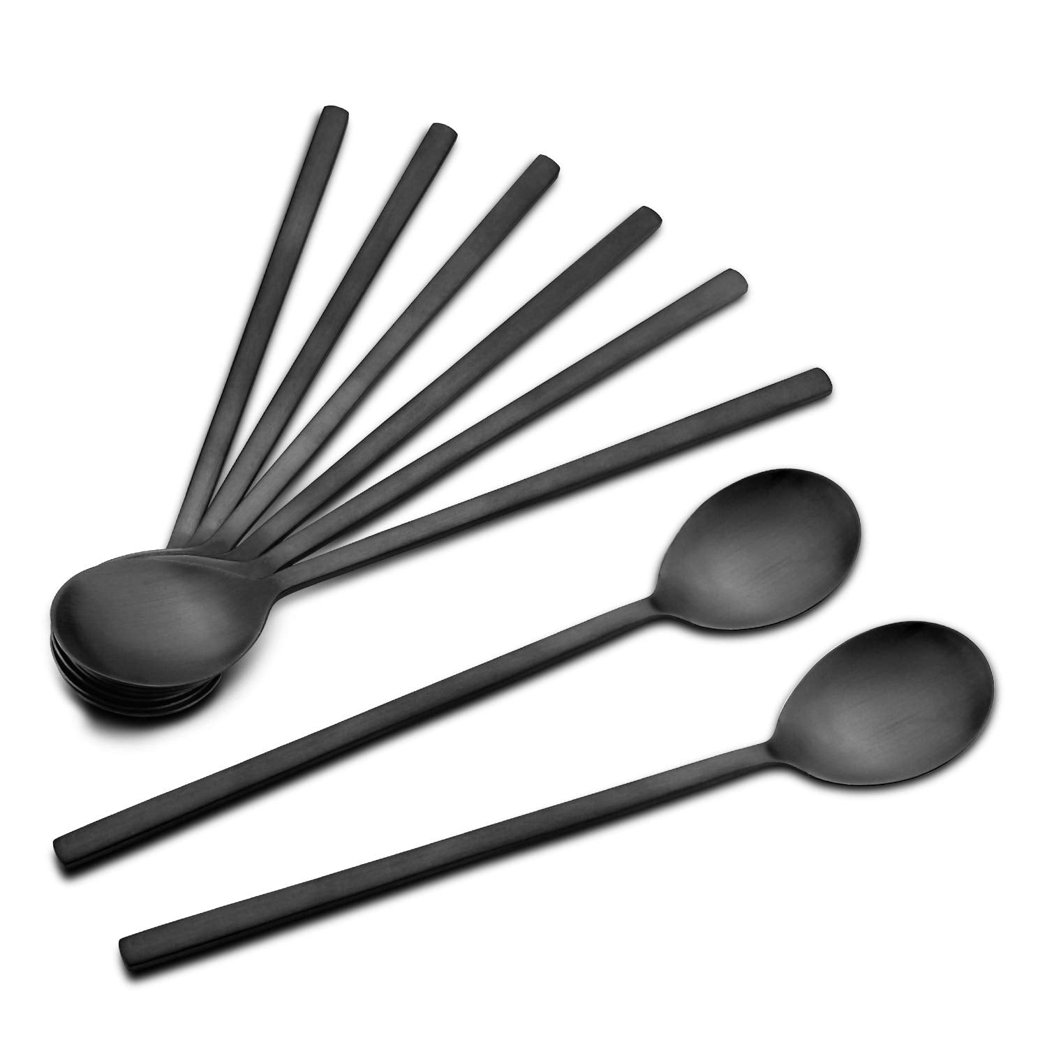 Soup Spoon,Korean Spoons, 8 Pieces Stainless Steel Asian Soup Spoon,8.5 Inch Soup Spoons,Long Handle Korean Spoon,Dinner Spoons