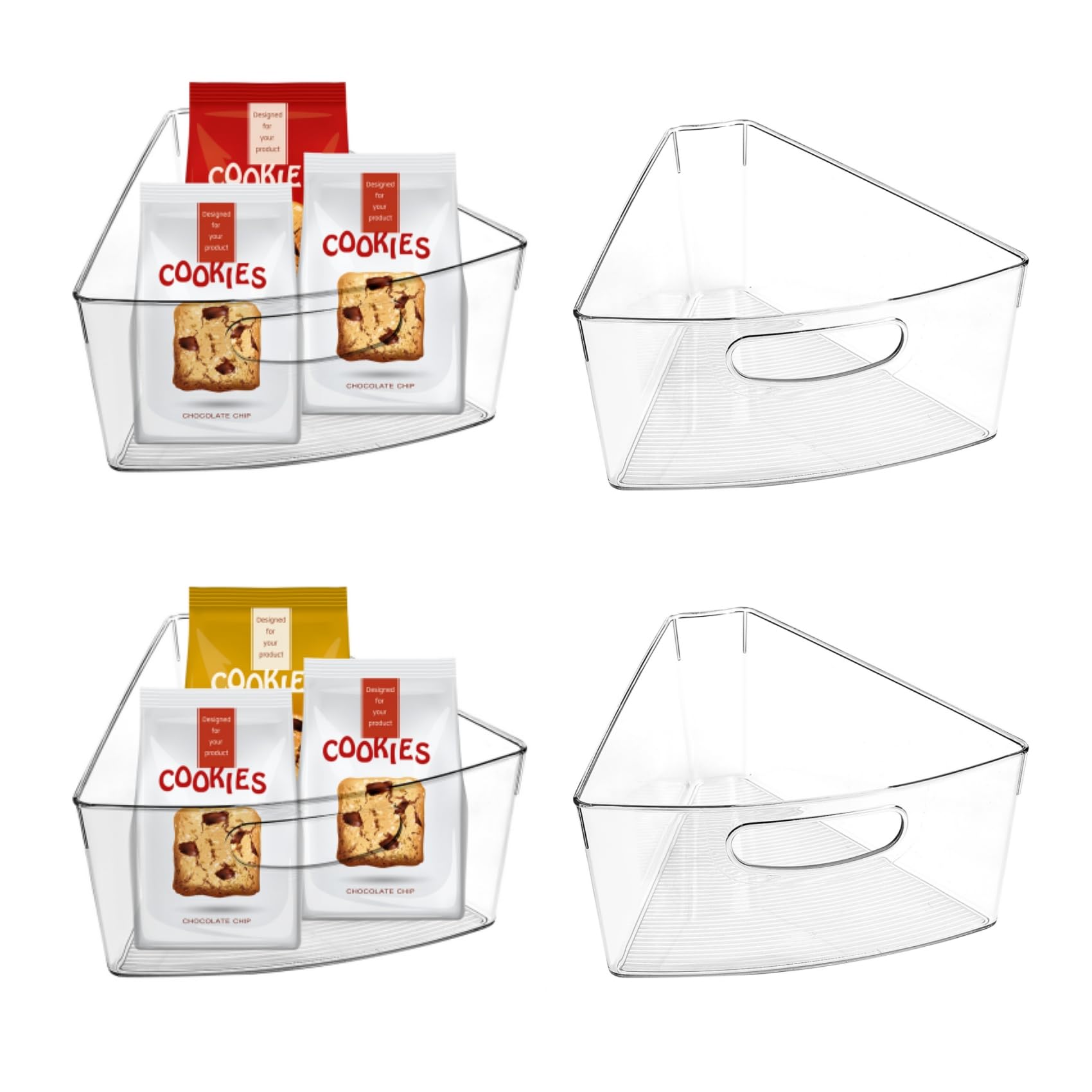 URALFA Lazy Susan Organizer, 1/8 Wedge Corner Cabinet Bins, Set of 4