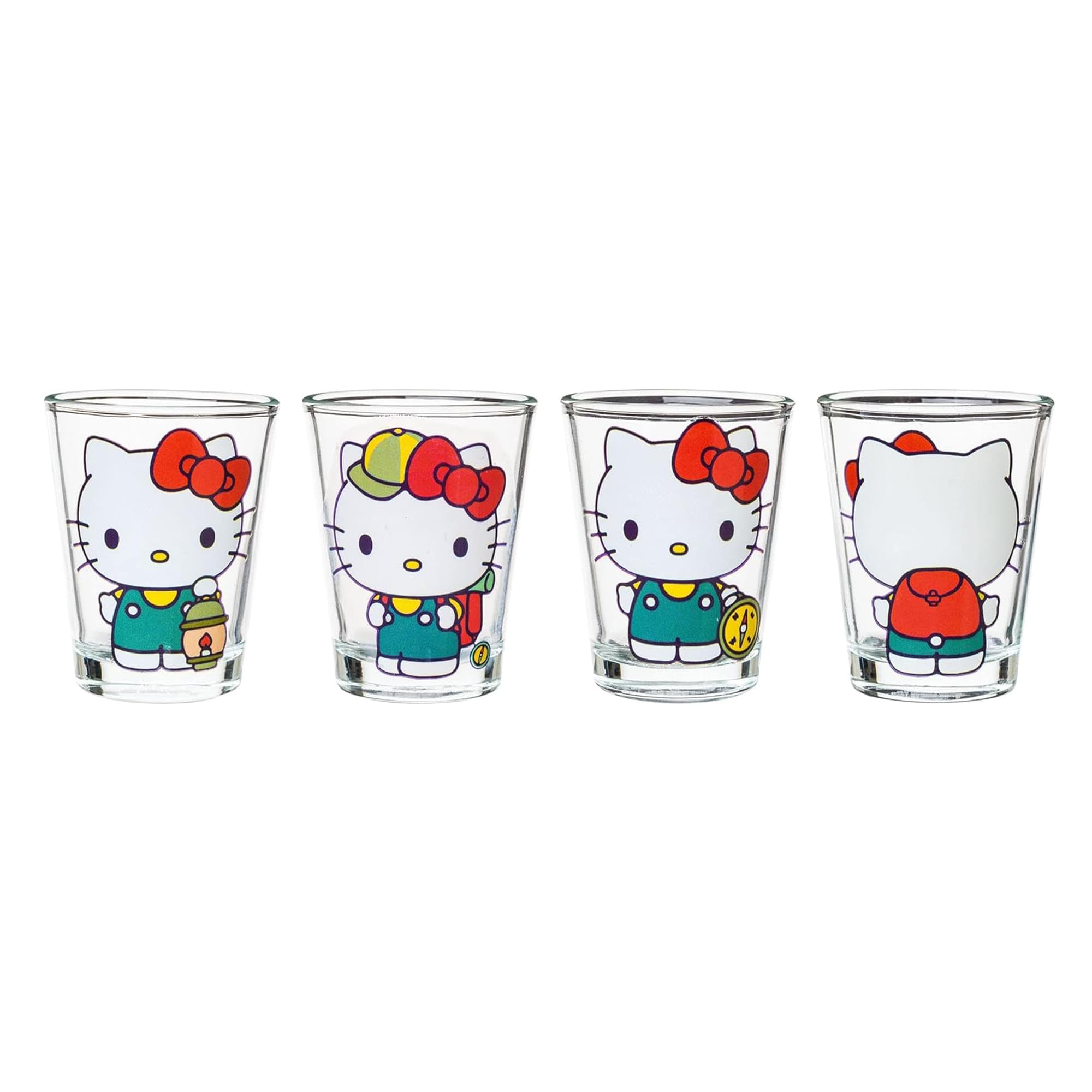 Silver Buffalo Sanrio Hello Kitty Camping Gear 4 Pack Mini Glasses, 1.5 Ounces