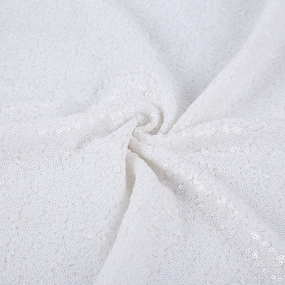 Jyflzq White Sequin Tablecloth 50Round Sparkly Table Cloths Table Cover Overlay For Christmas Wedding Birthday Party Baby Bridal