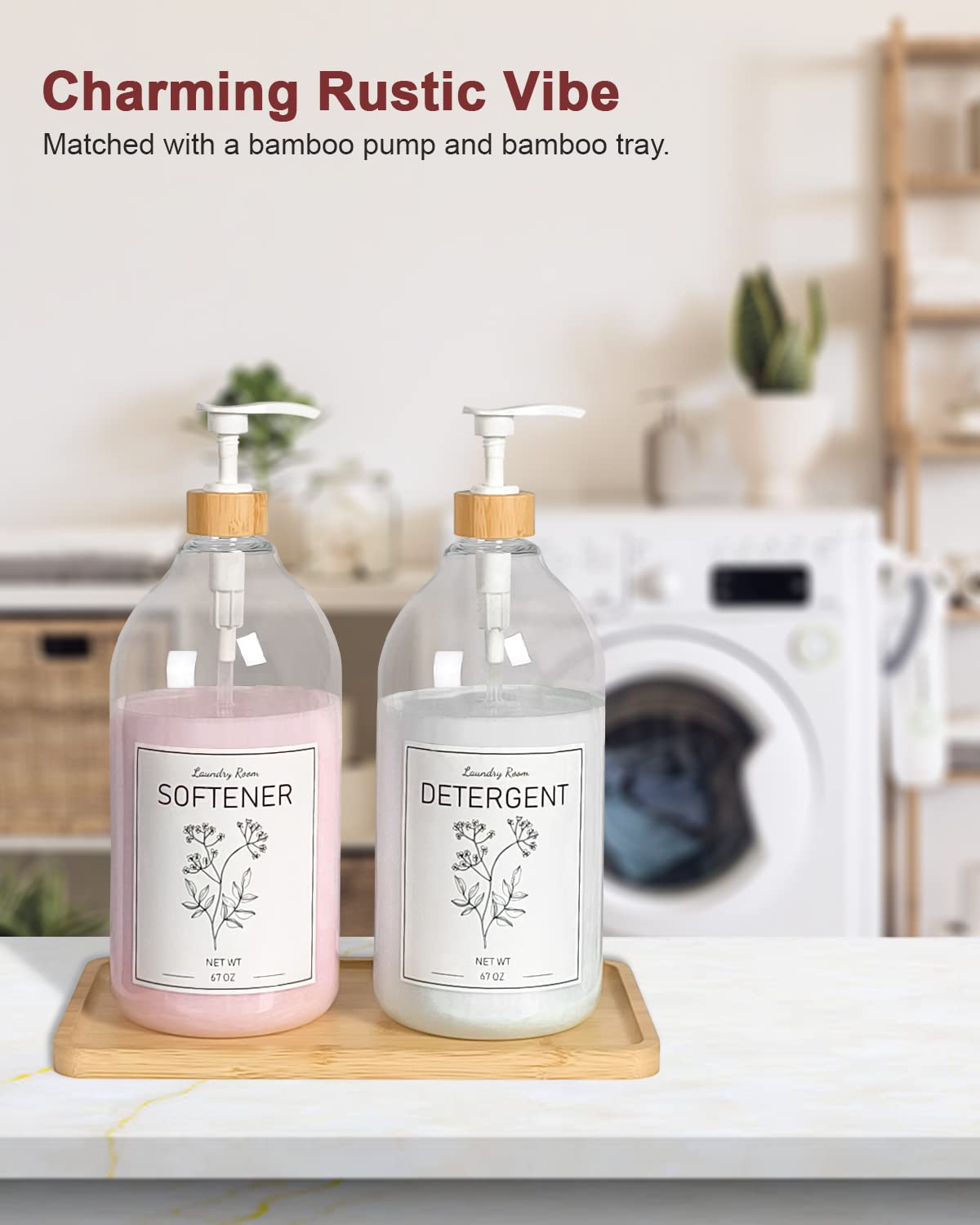 Lanlisa Liquid Laundry Detergent Dispenser, Laundry Detergent Container For Laundry Room, 67Oz Storage Container For Farmhouse D