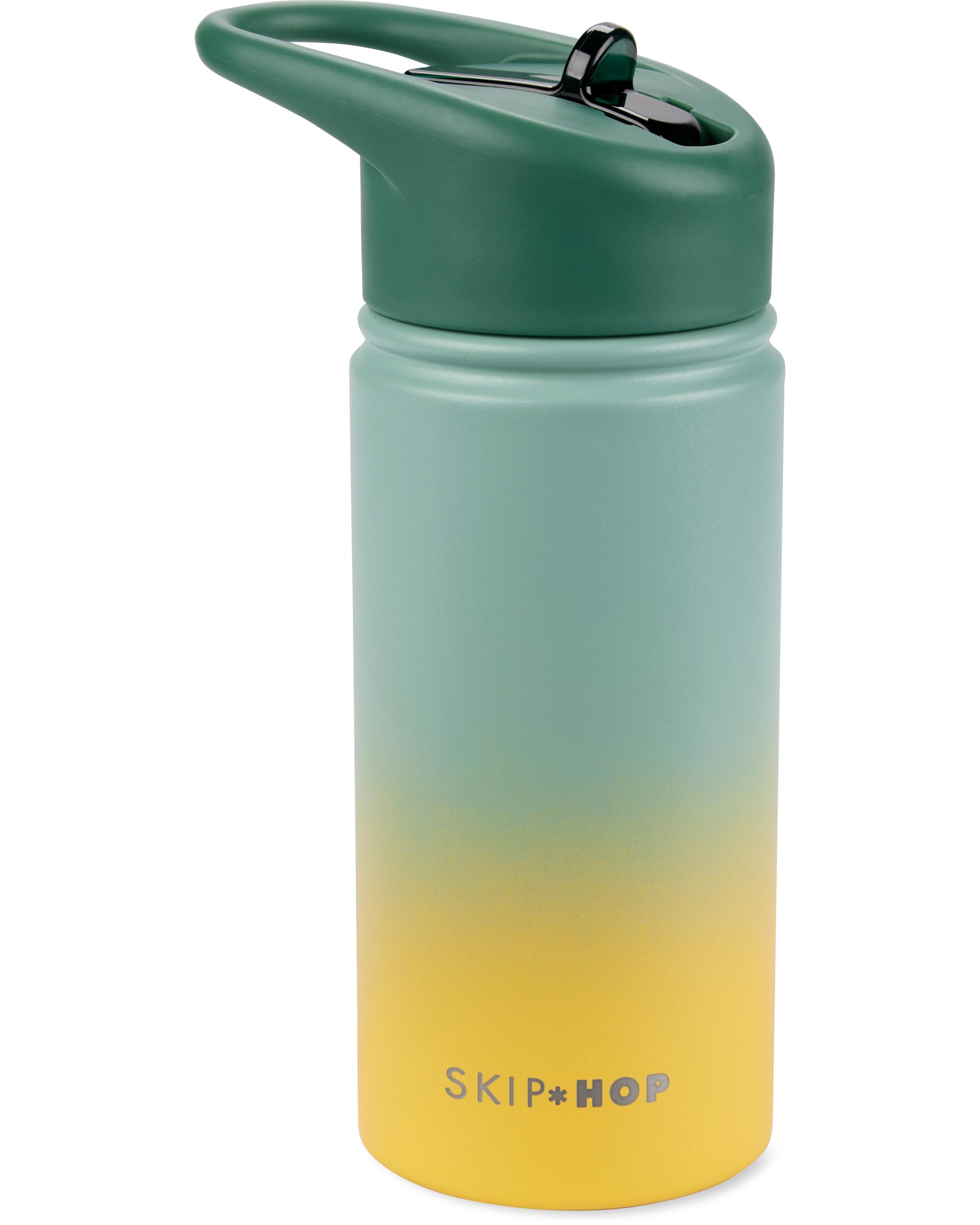 Skip Hop Insulated Stainless Steel Kids Water Bottle with Straw, Holds 15.2 oz. BPA Free, Wander Ombr Green