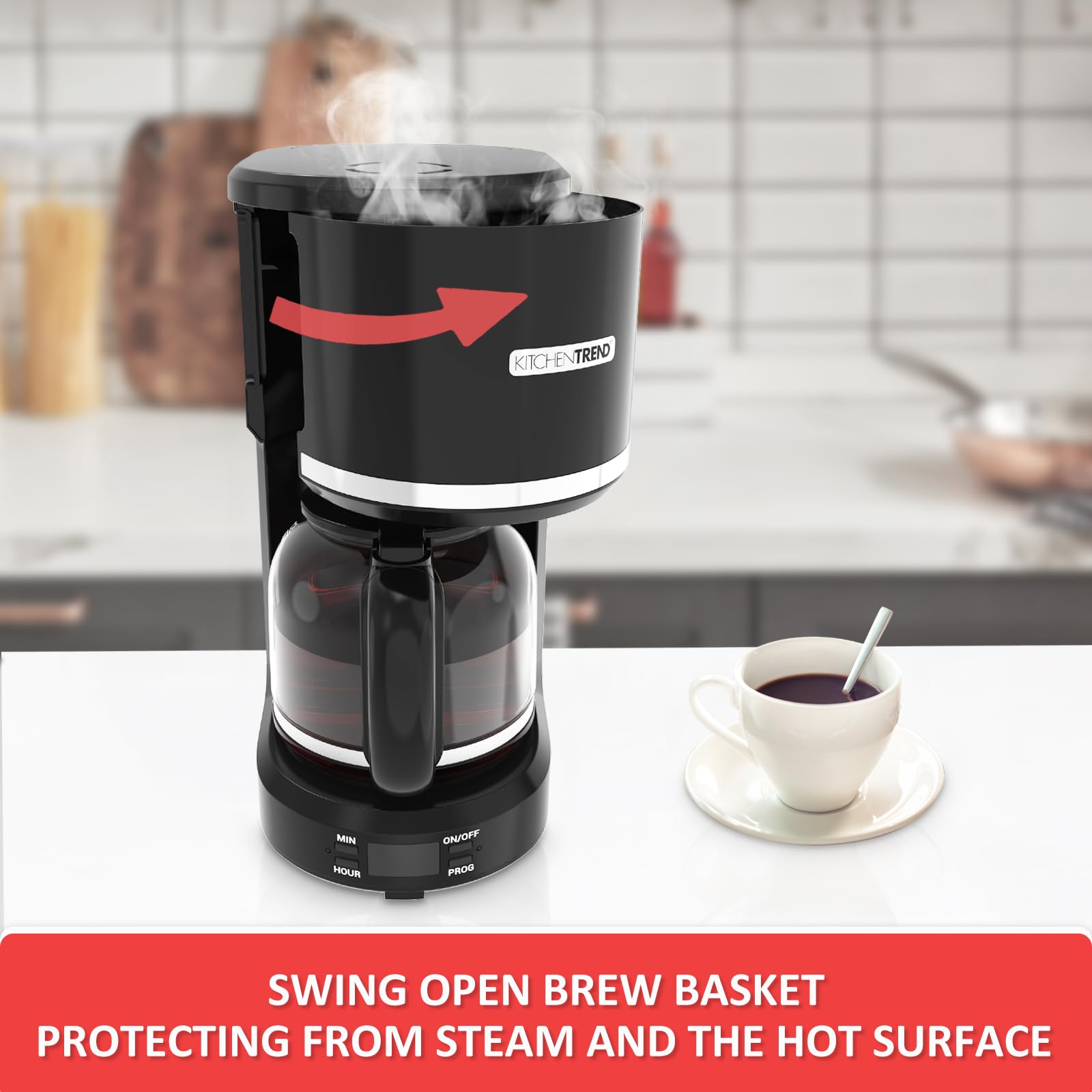 Kitchentrend 12-Cup Coffee Maker With Reusable Filter,Programmable Coffee Machine For Home And Office,Drip Coffee Maker,Removabl