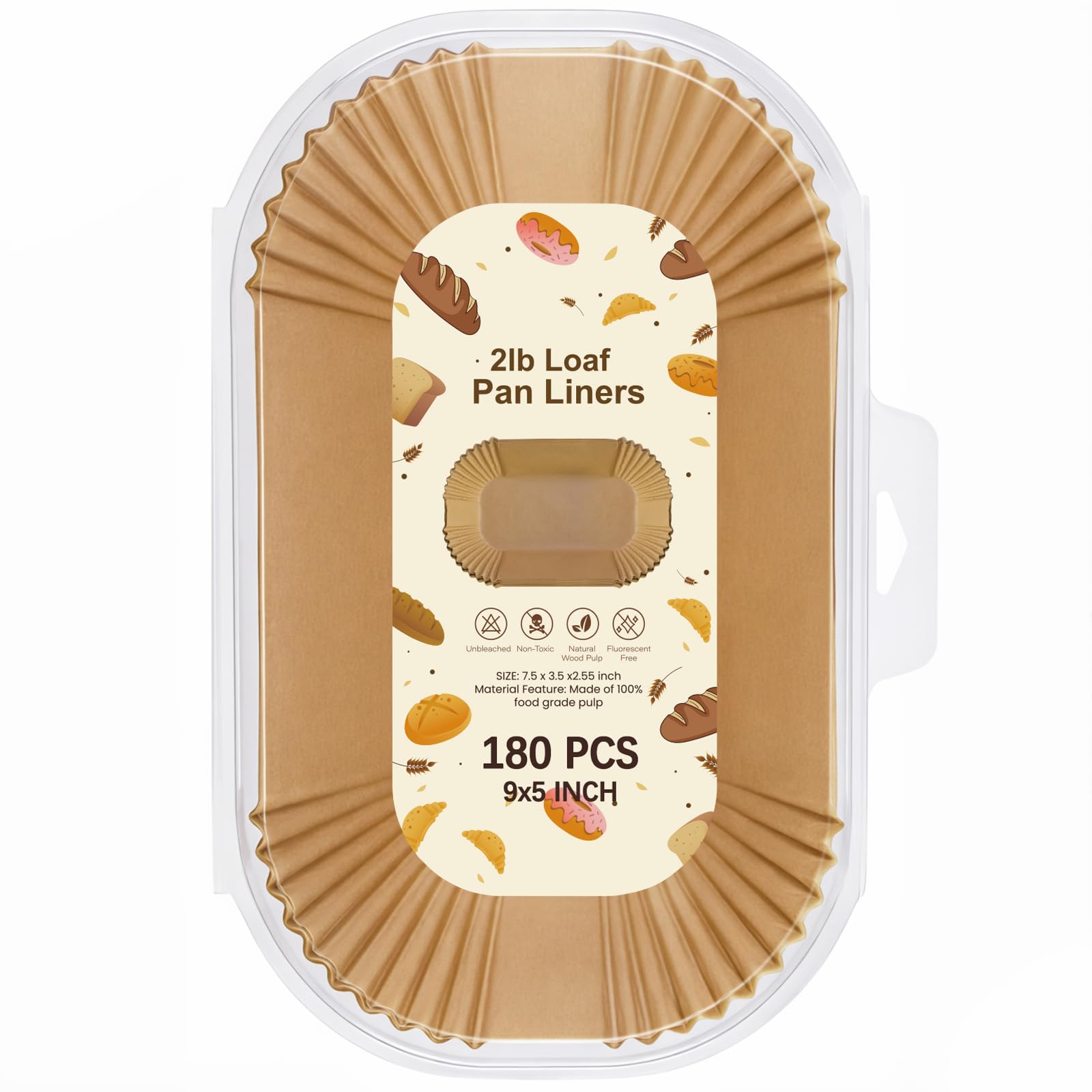 Loaf Pan Liners for Baking Bread 9x5 Inch  180 PCS NonStick Parchment Paper Liners  Disposable Bread Pans Liner for Sourdough