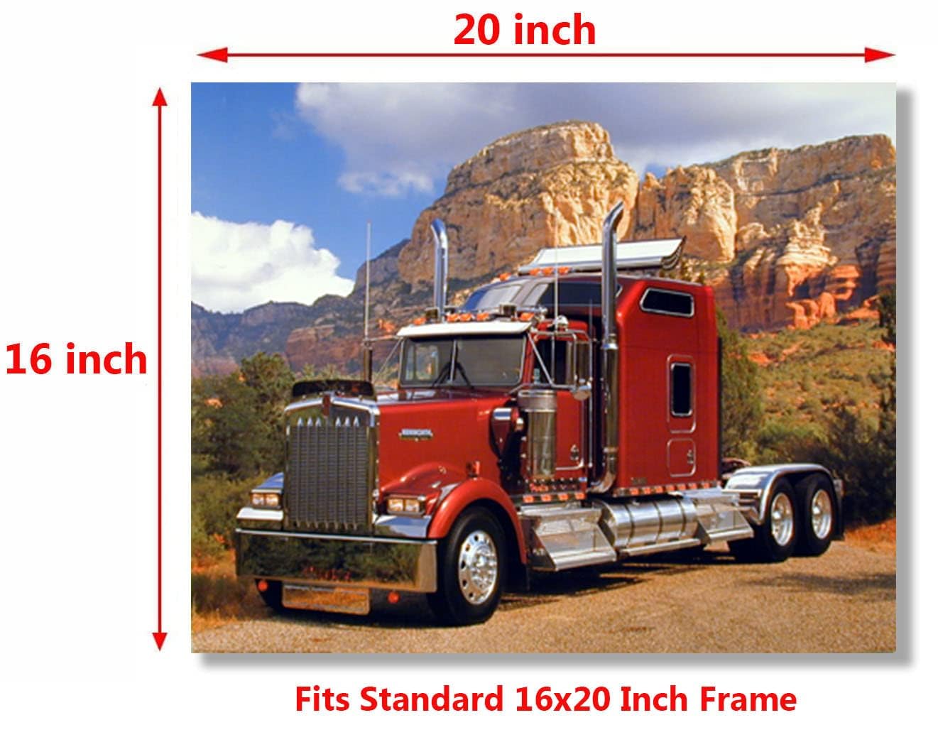 Maroon Kenworth Truck Transportation Wall Decor Art Print Poster (16X20)