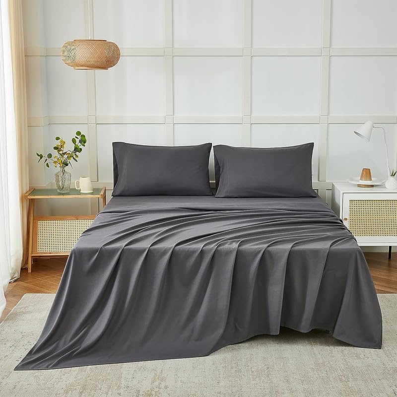 Rajasthan Crafts Bedsheet For Double Bed, Plain Colour King Size With 2 Pillow Covers, Solid Colour Bedsheet Ultra Soft Brushed 