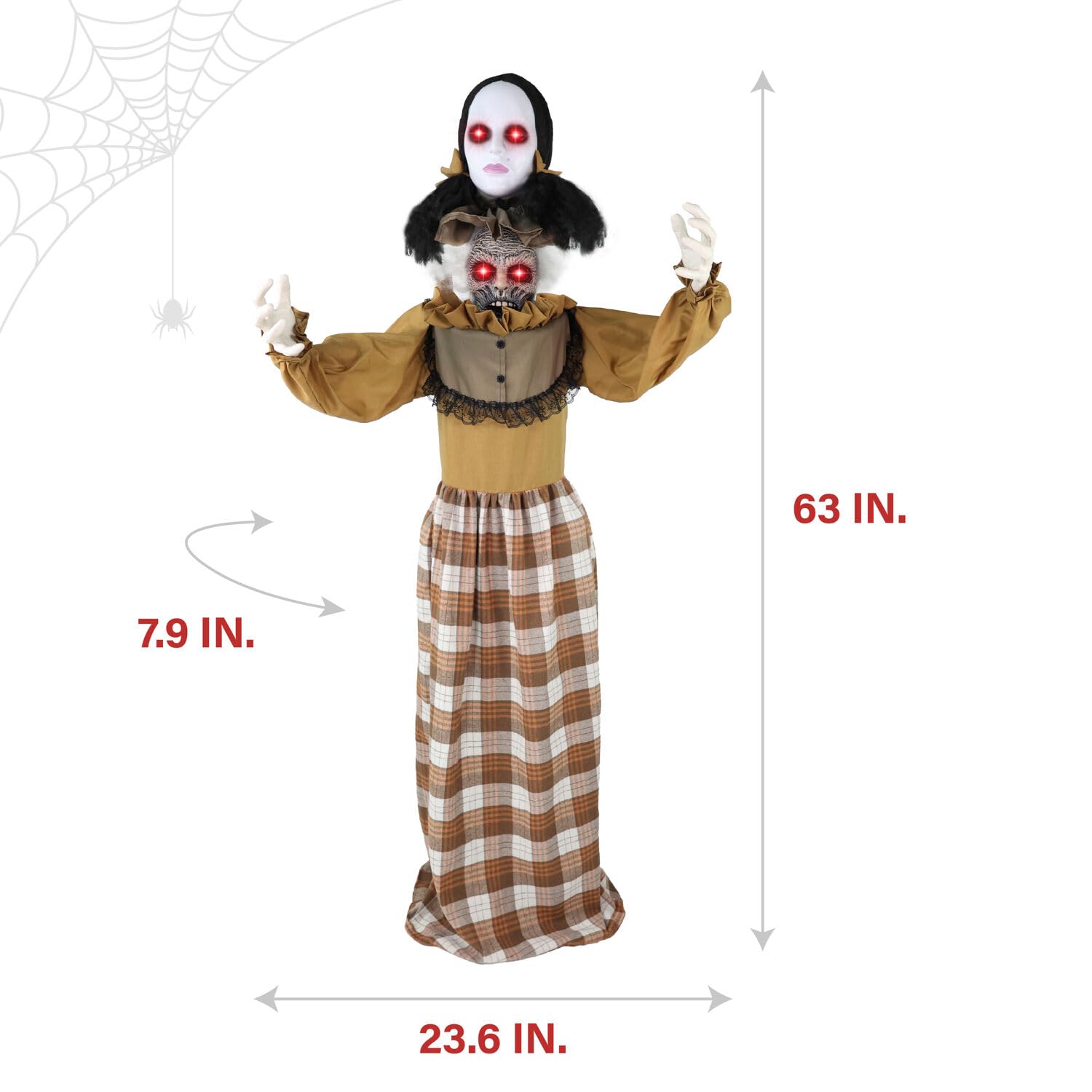Haunted Hill Farm Lifesize 5.2-Ft Animatronic Scary Haunted Woman with Touch Activated Lights and Sound, Battery-Operated Indoor