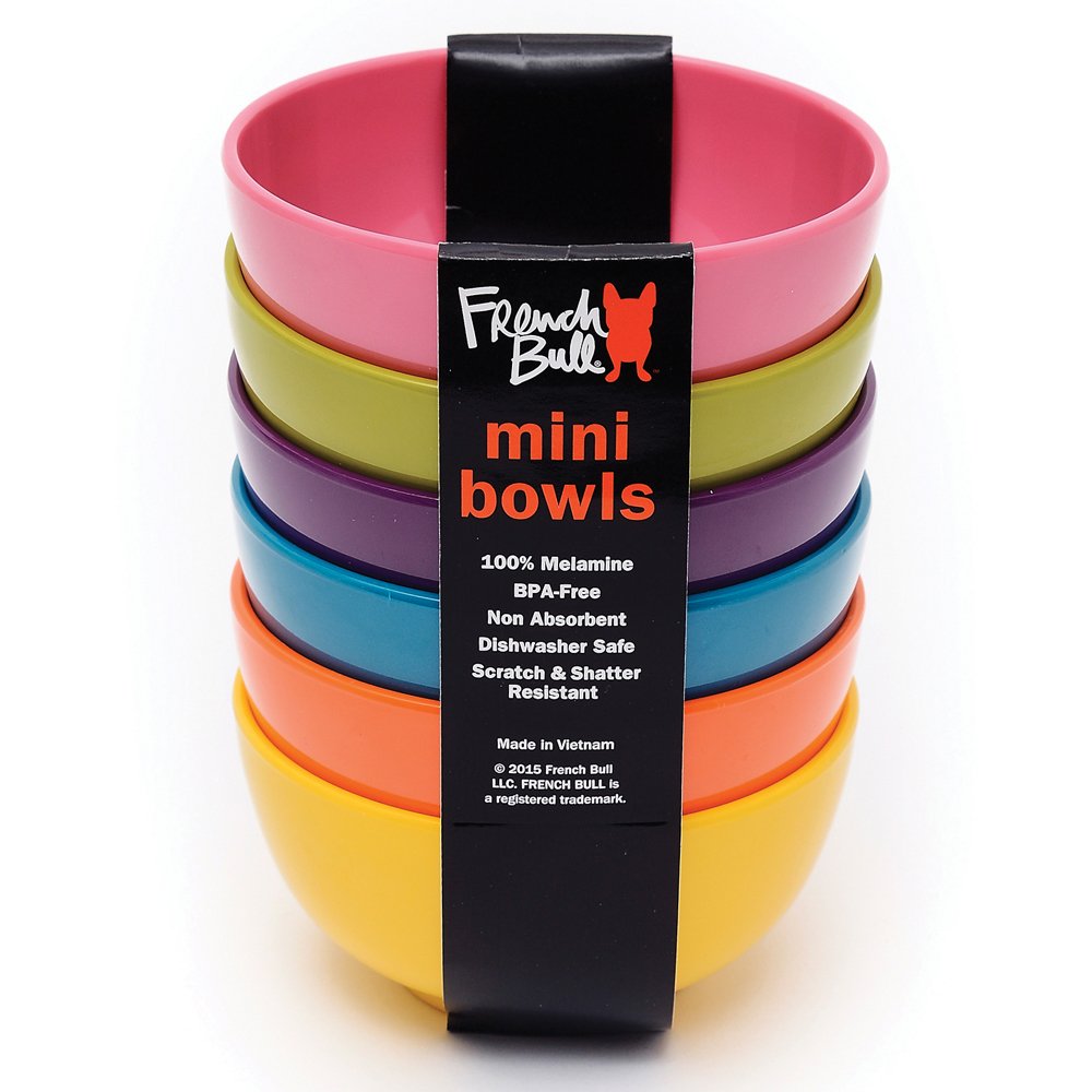 French Bull Melamine Mini Bowls, 6-Piece Set, Small Serving Bowl - Snack, Condiment, Dip, Dessert, Ice Cream - Shatter Proof, Fo