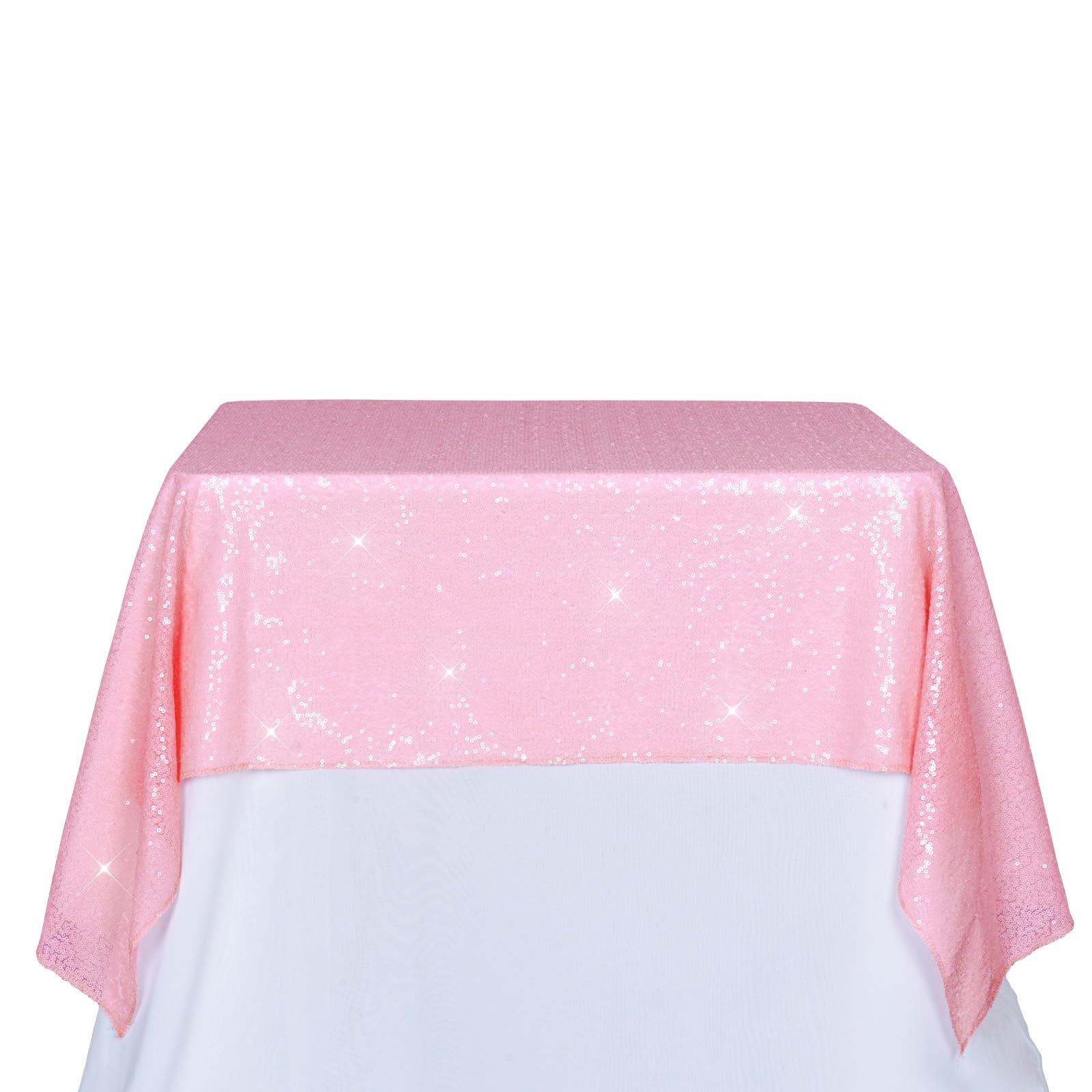 Partydelight Pink Sequin Tablecloth Sparkly Table Cloth Overlay Square 50''X50''