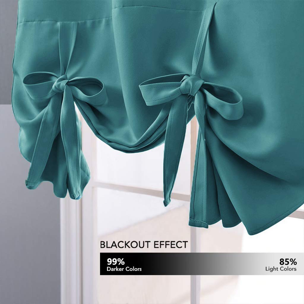 NICETOWN Blackout Tie-Up Valance Curtain - Balloon Shade Bay Window Drape/Drapery for Living Room Christmas Decor (Sea Teal, 1 P