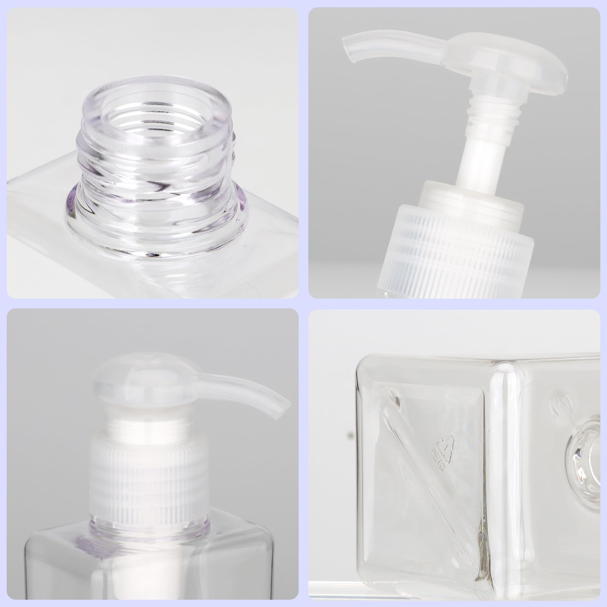 250Ml (8.5Oz) Pump Bottle Dispenser Jansburg 2 Pack Refillable Square Plastic Lotion Dispenser Empty Lotion Pump Bottle For Esse