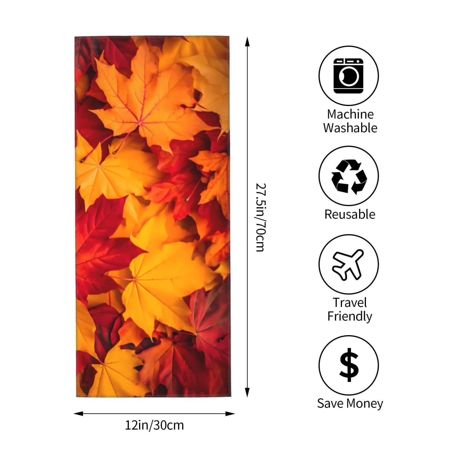 Dewoofly Fall Maple Leaves Thin Fingertip Towels, Thanksgiving Hand Towel For Picnic All Season 12 X 27.5 Inch