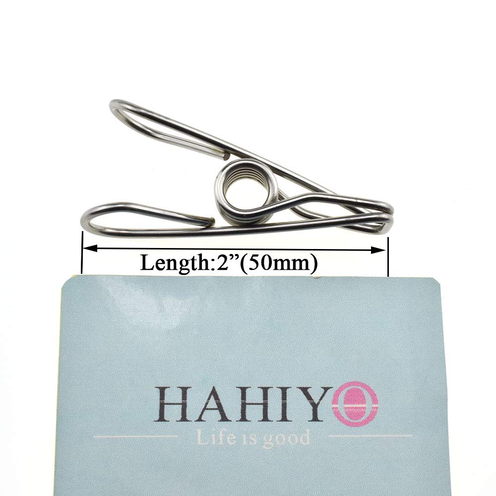 HAHIYO Clothespins Chip Clips All Metal Stainless Steel No Rust Stains Strong Grip in Heavy Wind 2 Inches 24 Pack Do Not Fall Apart Open Wide for Holding Clothes Snack Bag Clamps