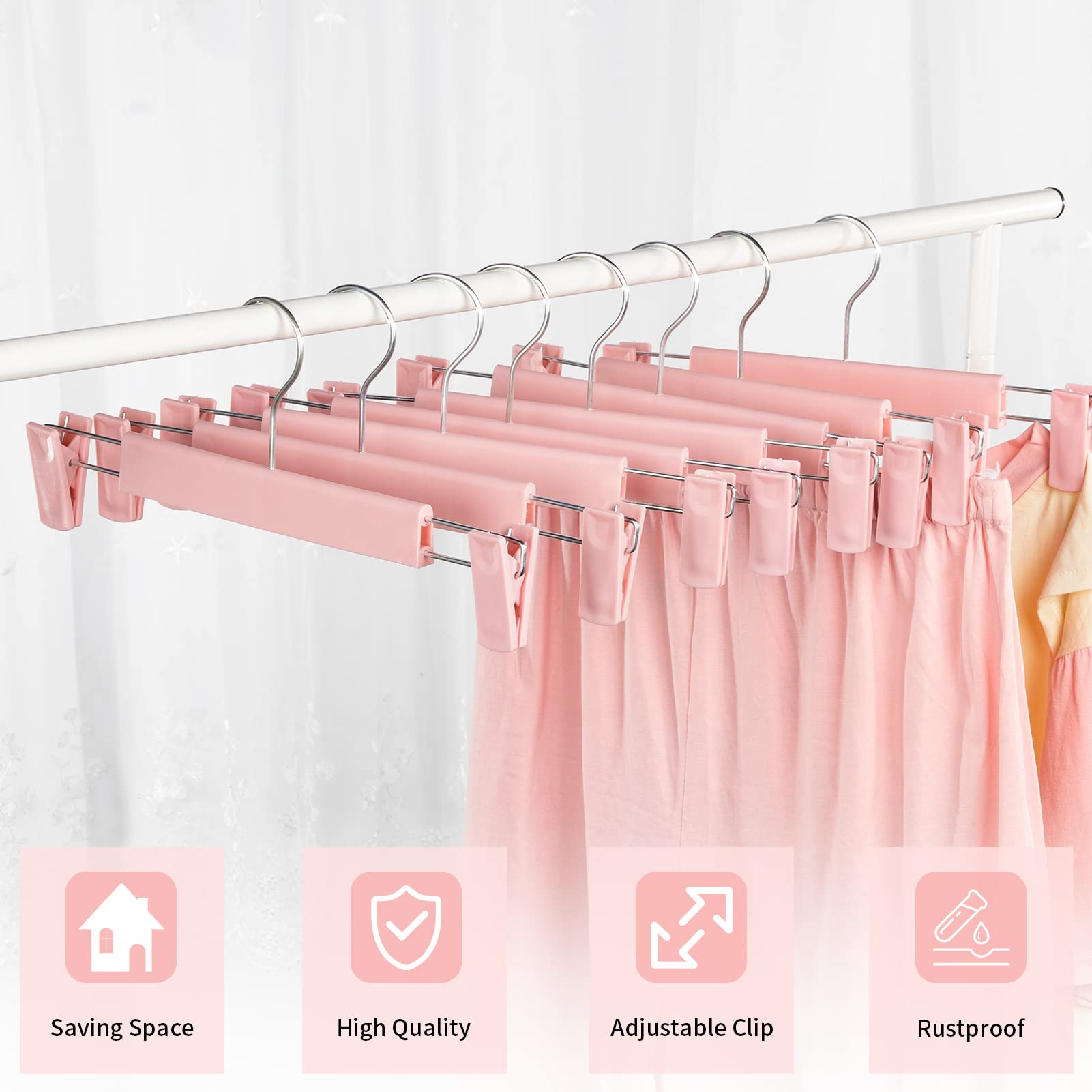 Lamitocs Skirt Hangers,Pants Hangers With Clips,360  Swivel Hooks Space Saving Hangers For Pants, Skirts, Clothes, Jeans (30 Pac
