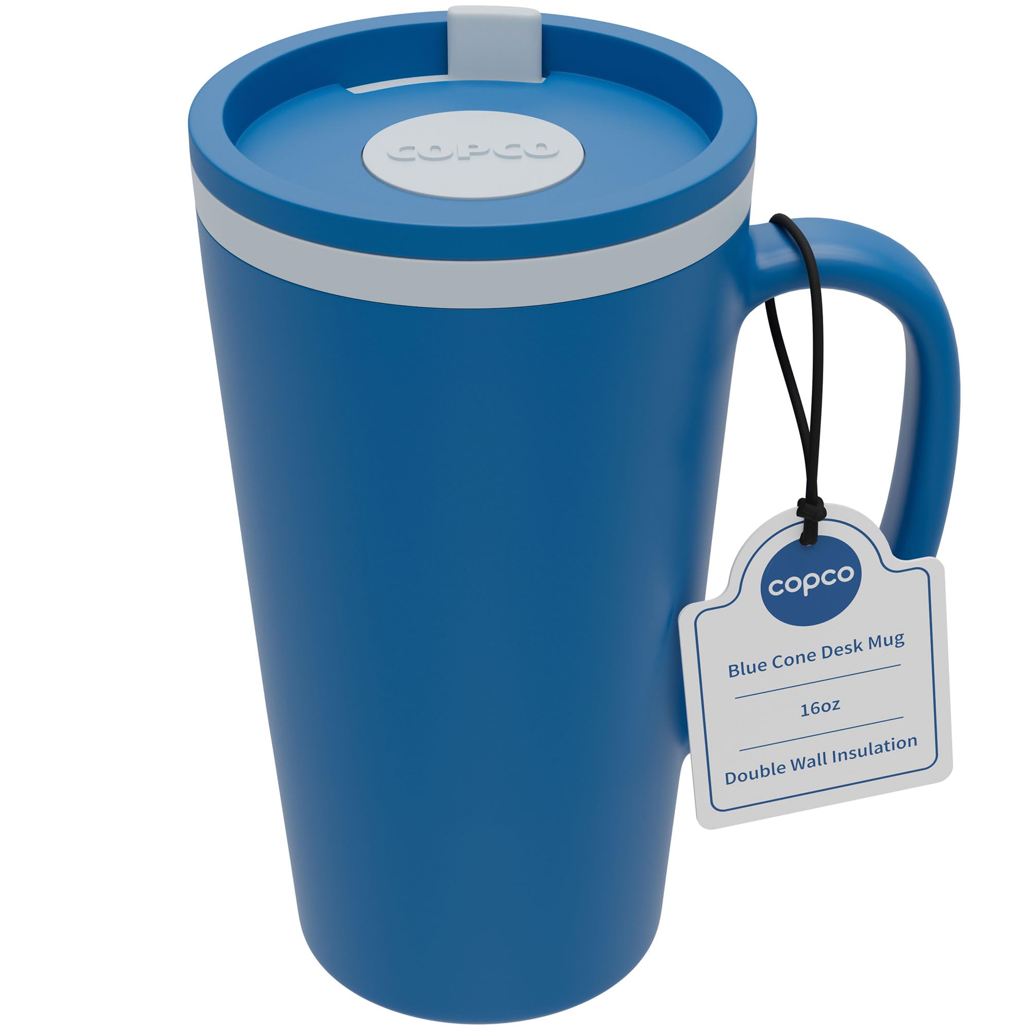 Copco Cone Travel Coffee Mug, 16 oz - Insulated Drinkware with Spill-Proof Lid and Handle, Microwave & Dishwasher Safe - BPA-Fre