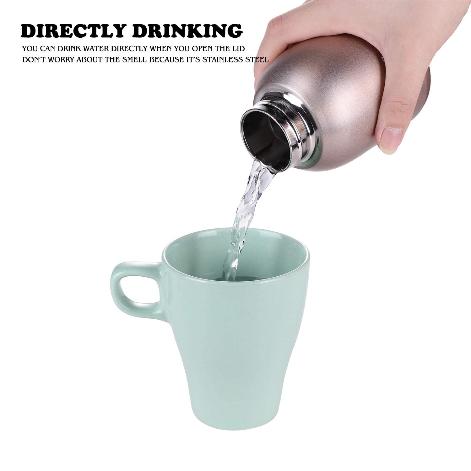 Mini Thermal Mug, 10Oz/300Ml Mini Thermos Mug Leak Proof Vacuum Flasks Travel Thermos Cup Portable Stainless Steel Drink Water B