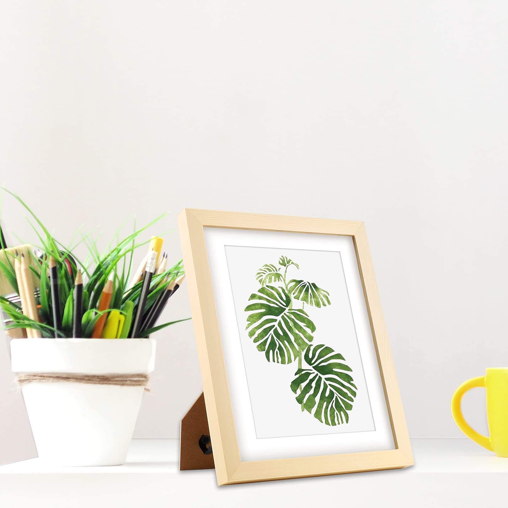 8x10 Grain Picture Frames Natural Solid Wood 4 Pack for Wall Mounting and Tabletop Display