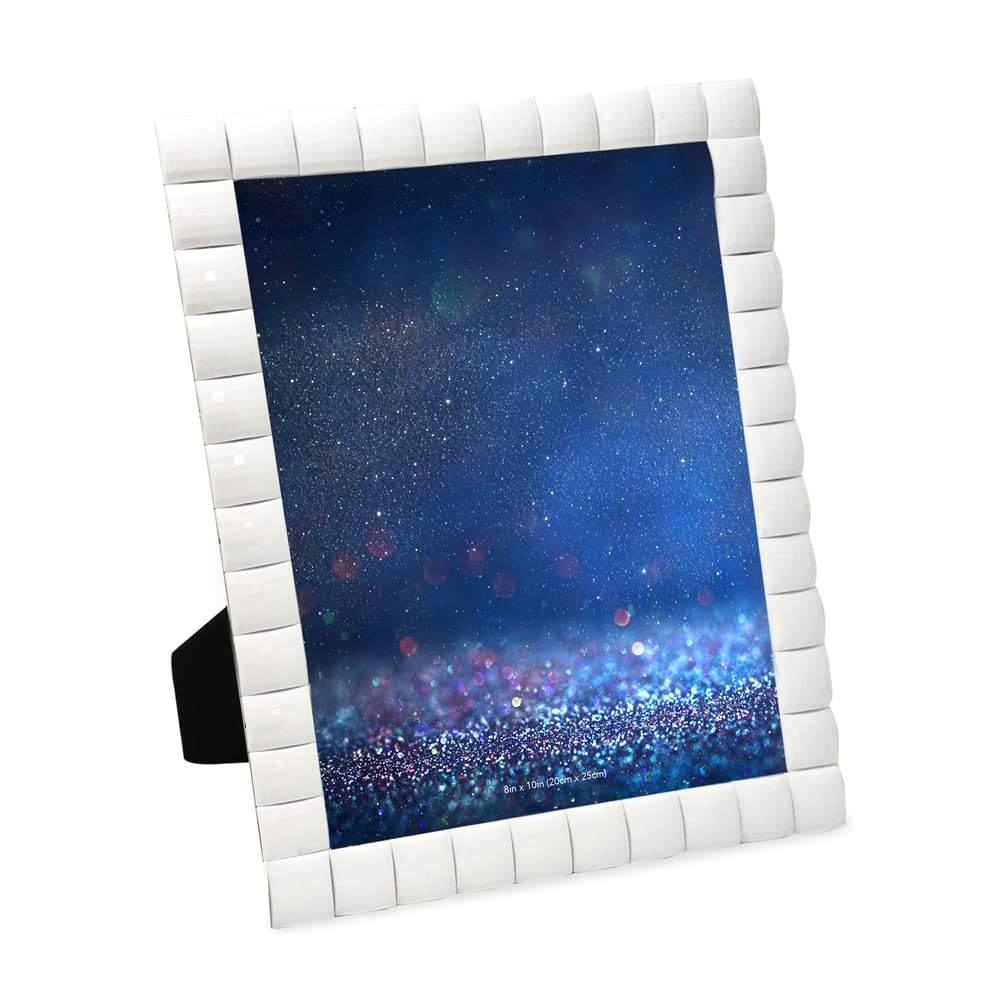 Isaac Jacobs Decorative Sparkling Jewel Picture Frame, Photo Display & Home D  cor (8x10, White)