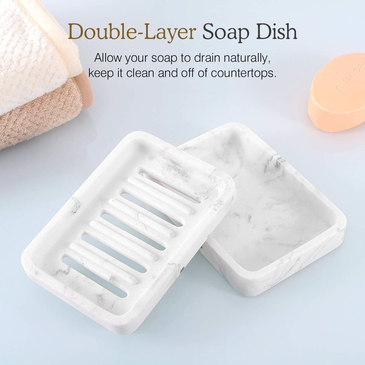 Luxspire Soap Dish Tray, Double Layer Draining Soap Holder, Detachable Soap Container Box For Bathroom Shower, Kitchen Sink Dish