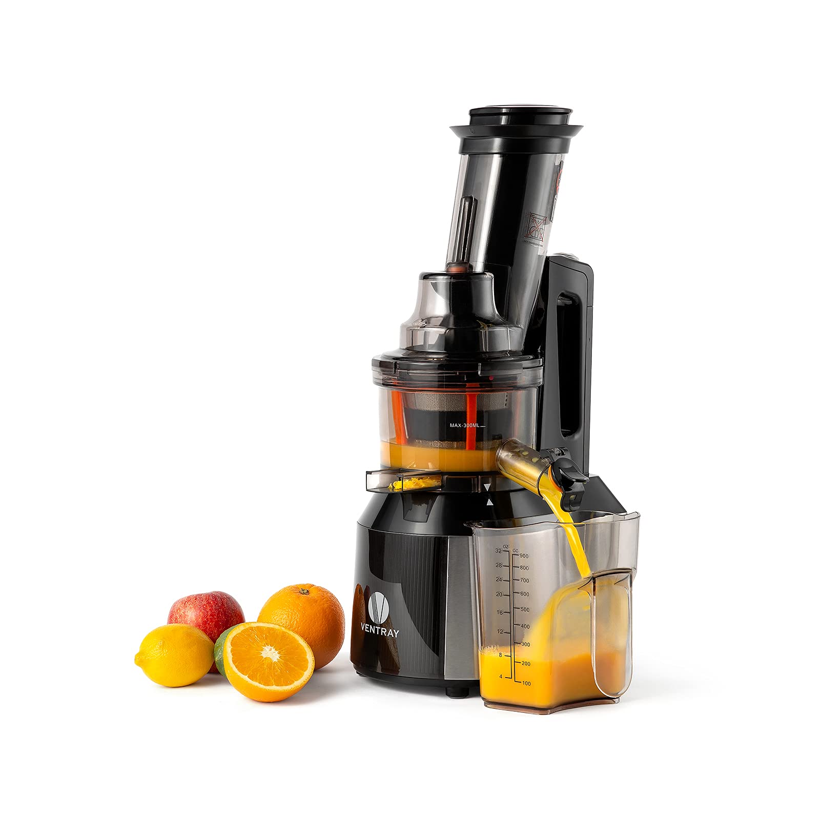 Ventray Cold Press Juicer, 3 Wide Feed Chute Slow Masticating Juicer Machine for Whole Fruits & Vegetables, 240W Powerful Moto