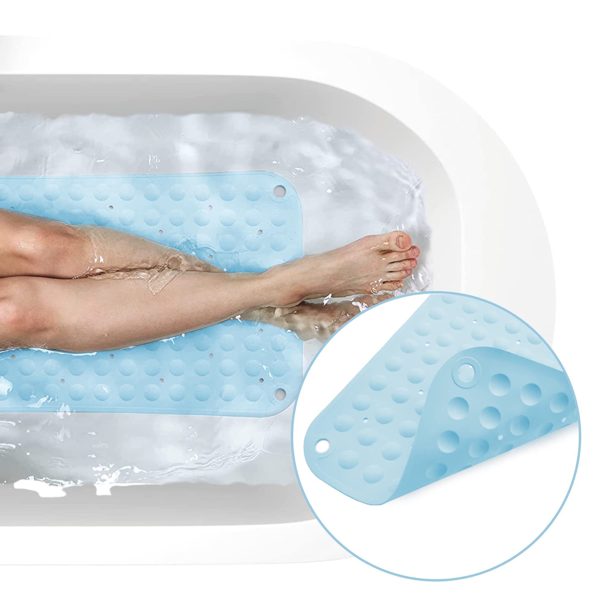 Cladore Extra Large Bath Tub Shower Mat 35L X 16W Inch Non-Slip, Rubber Bathtub Mat With Strong Suction Cups, Machine Washable B