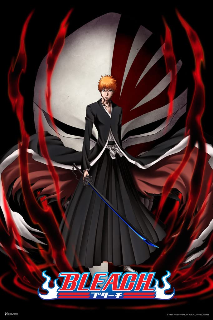 Bleach Anime Poster Ichigo Kurosaki Soul Reaper Swords Manga Comic Cool Aesthetic Modern Picture Japanese Bedroom Home Living Ro