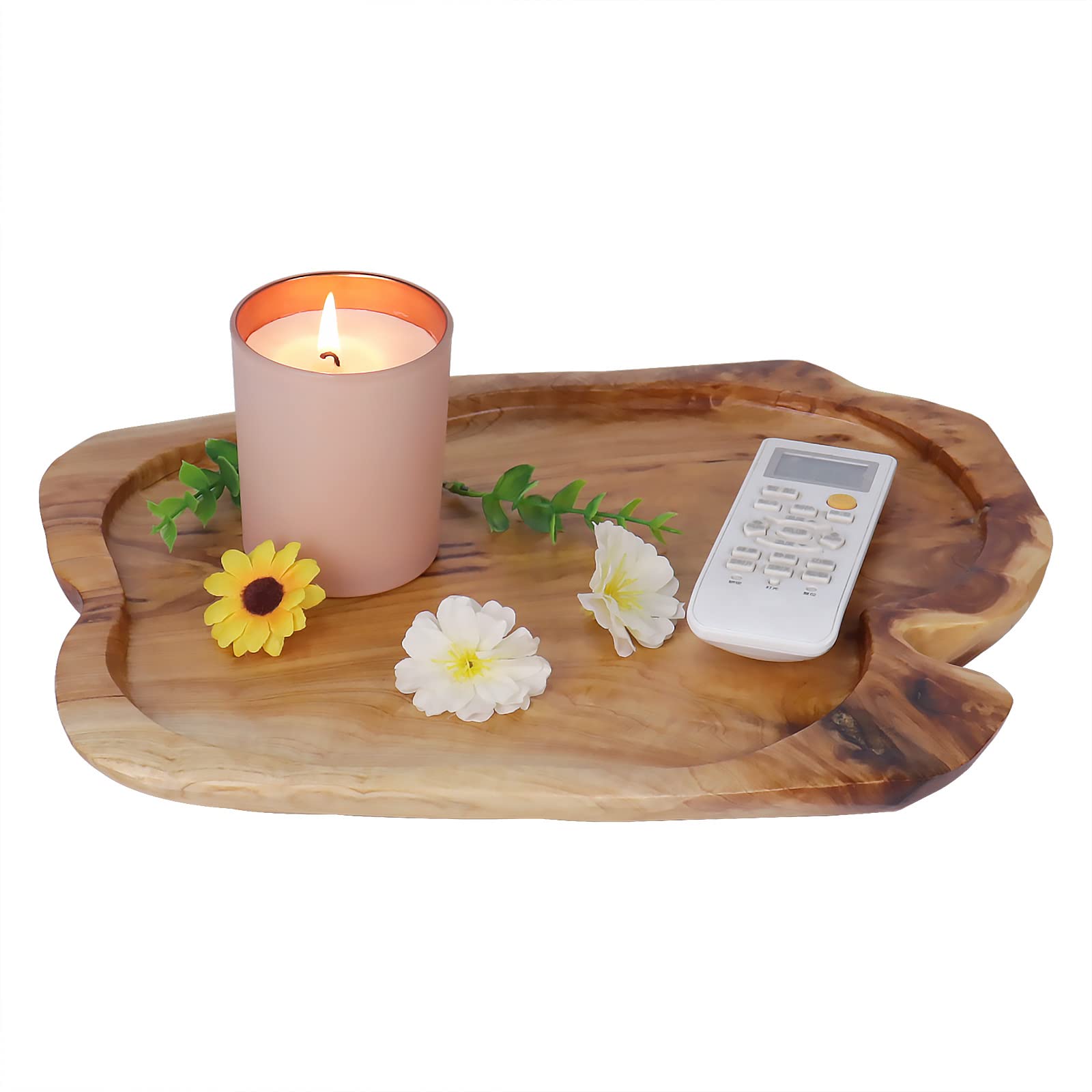 Deziwood Wooden Tray For Decor, Small Wood Serving Tray, Rustic Wood Decorative Tray, Farmhouse Candle Holder Decorative Tray Fo