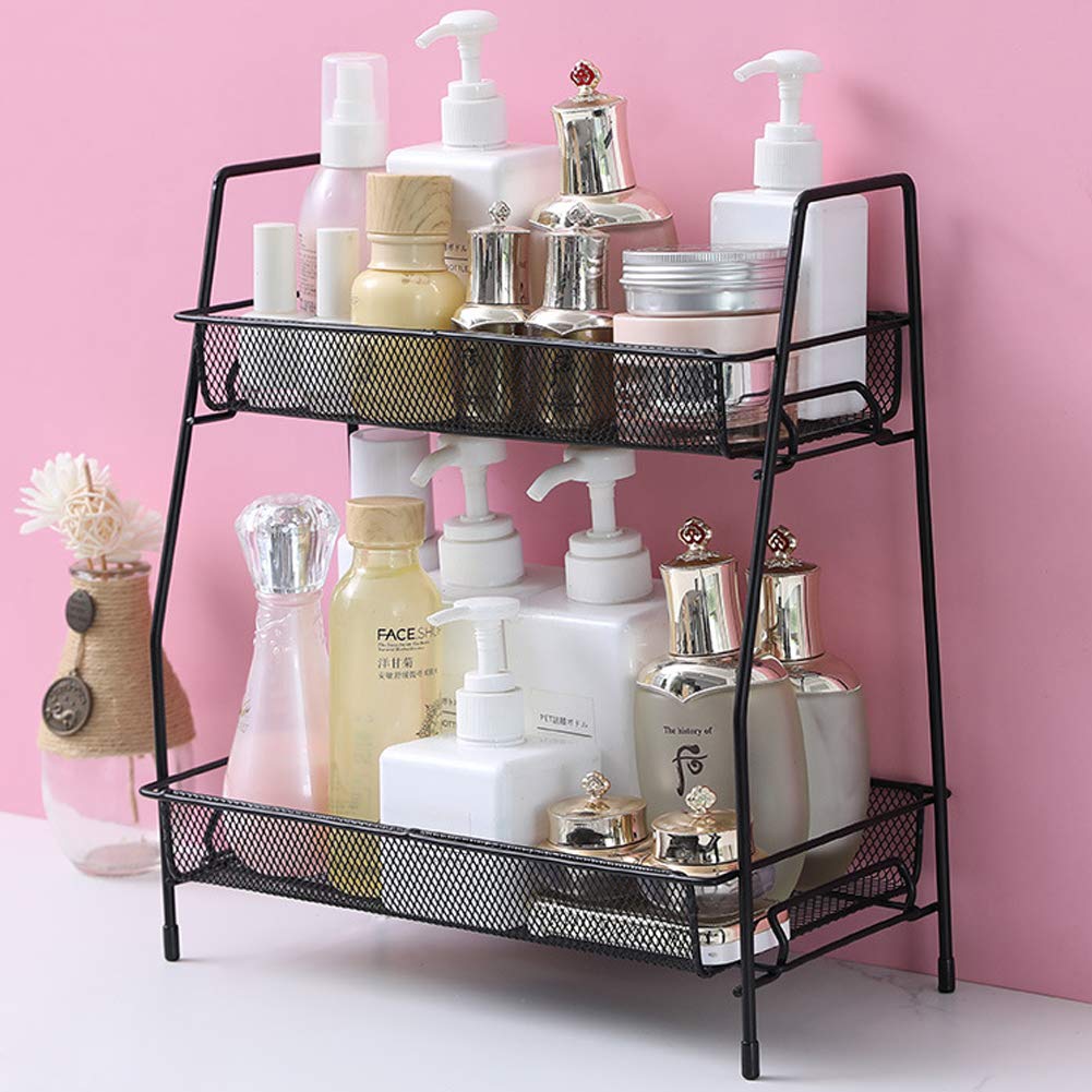 Mingfanity Metal 2 Tier Spice Storage Rack For Kitchen, Countertops, Cabinets, Organizer For Bathroom,Basket For Office And Home