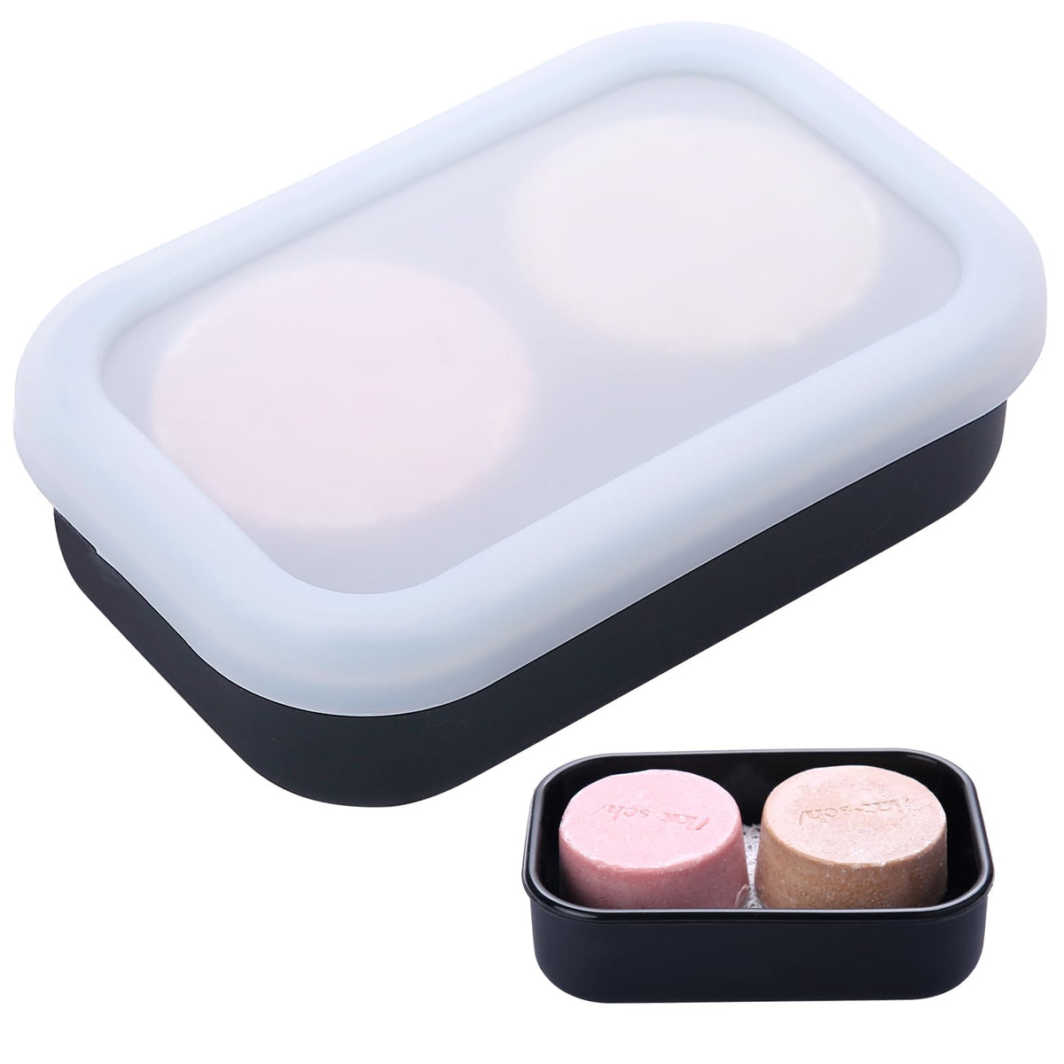 Large Travel Soap Container Leak Proof, Silicone Shampoo Bar Holder, Soap Case With Draining Layer, Slip-Resistant Portable Bar