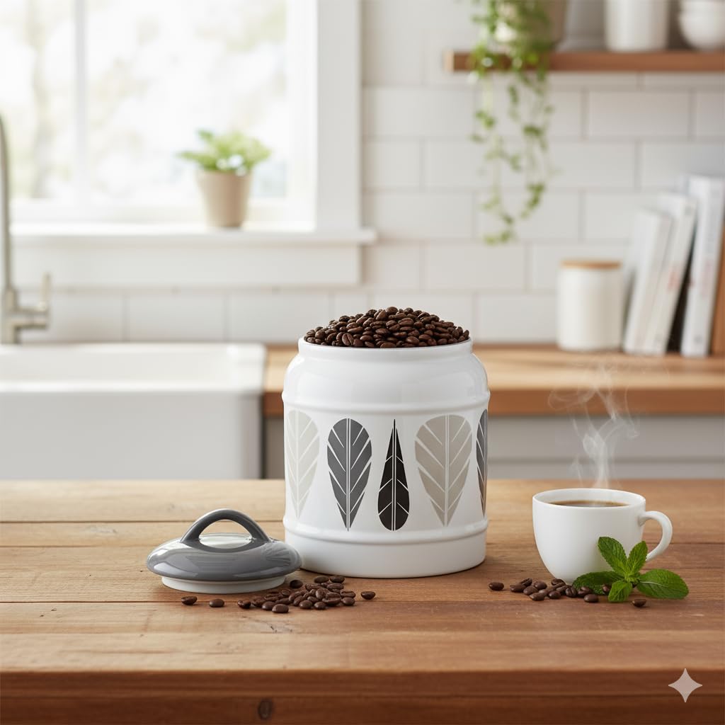 The Better Home Ceramic Jars For Kitchen Storage With Lid | Airtight Ceramic Container | Multipurpose Jar For Pickle Grains Puls