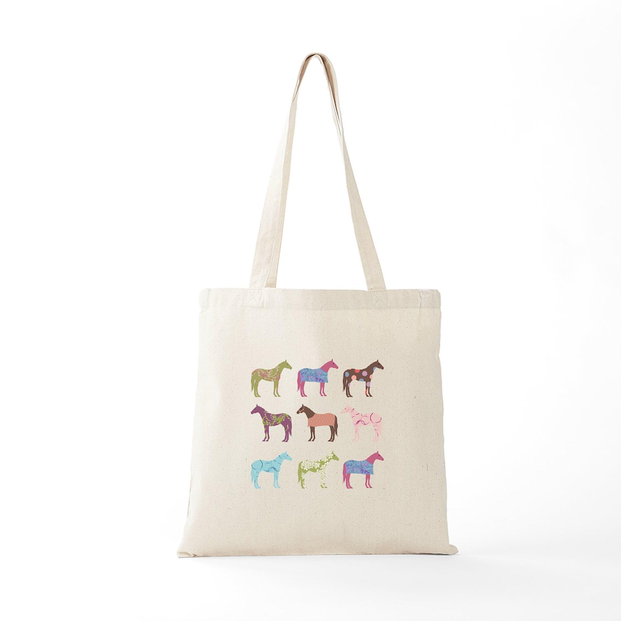Cafepress Colorful Horse Pattern Tote Bag Natural Canvas Tote Bag, Reusable Shopping Bag