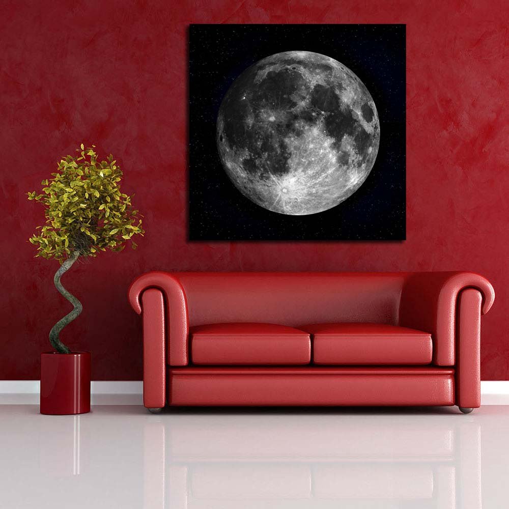 Pitaara Box Full Moon in The Night Sky | Peel & Stick Vinyl Wall Sticker for Bedroom & Living Room | 16 x 16 inch (41 x 41 cms)