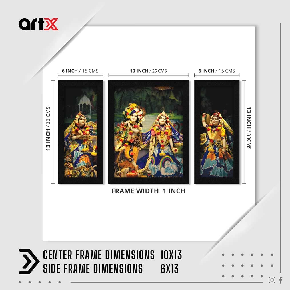 Artx Paper Traditional Photo Frame Wall Art Painting, Traditional Indian, Multicolor Framed Painting 13 X 22 Inches, Set Of 3
