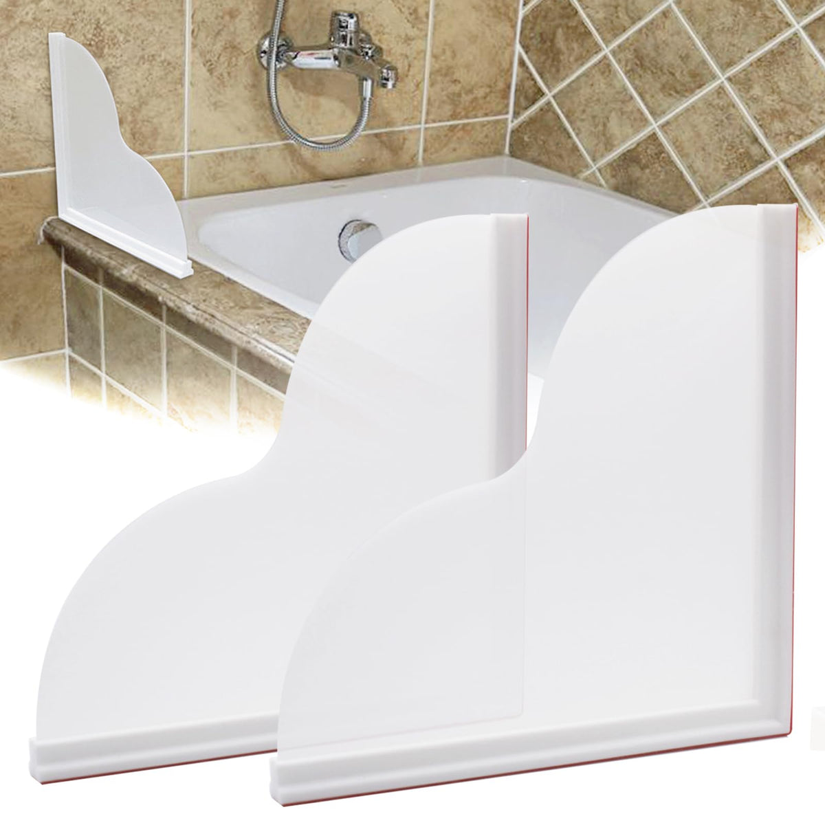 Failun Shower Splash Guard, 2Pcs Large Tub Water Splash Guard With Self-Adhesive Splash Guard For Bathtub Corner To Keep Water I